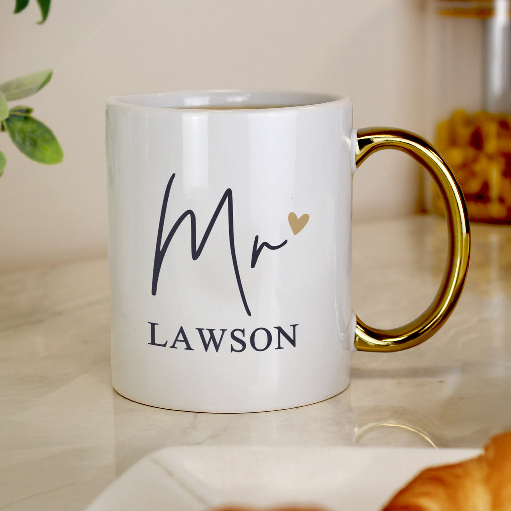 Personalised Mr Gold Handle Mug
