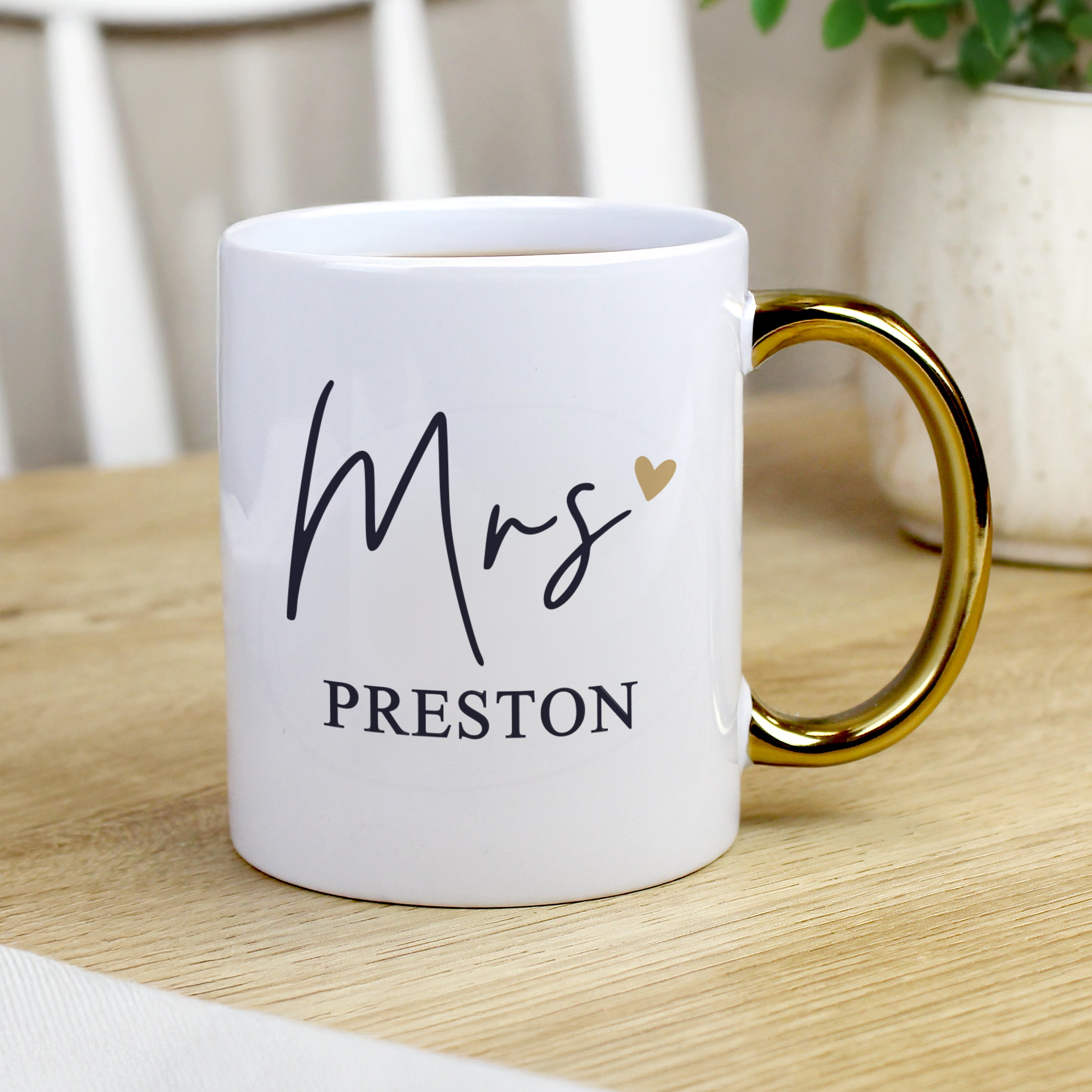 Personalised Mrs Gold Handle Mug