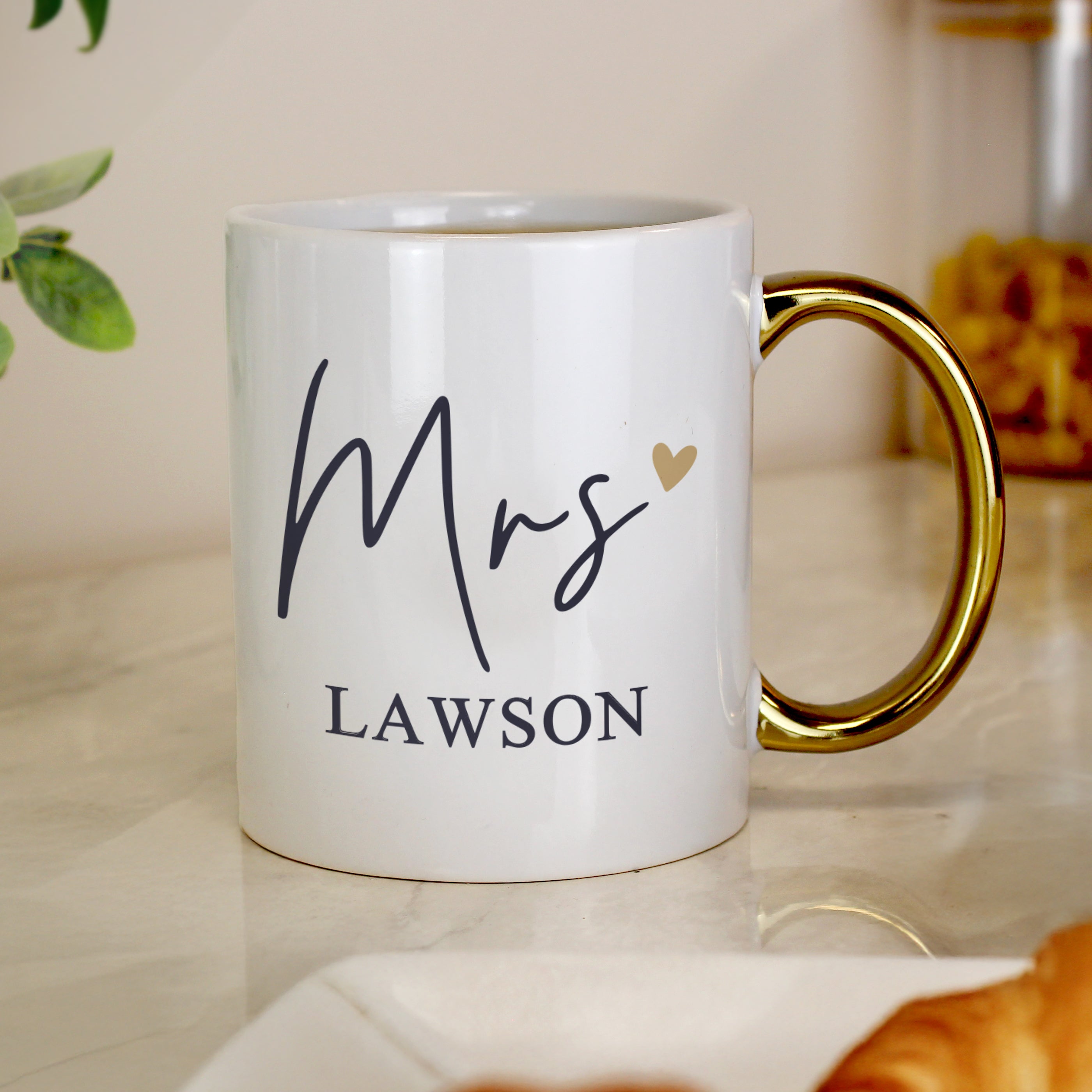 Personalised Mrs Gold Handle Mug