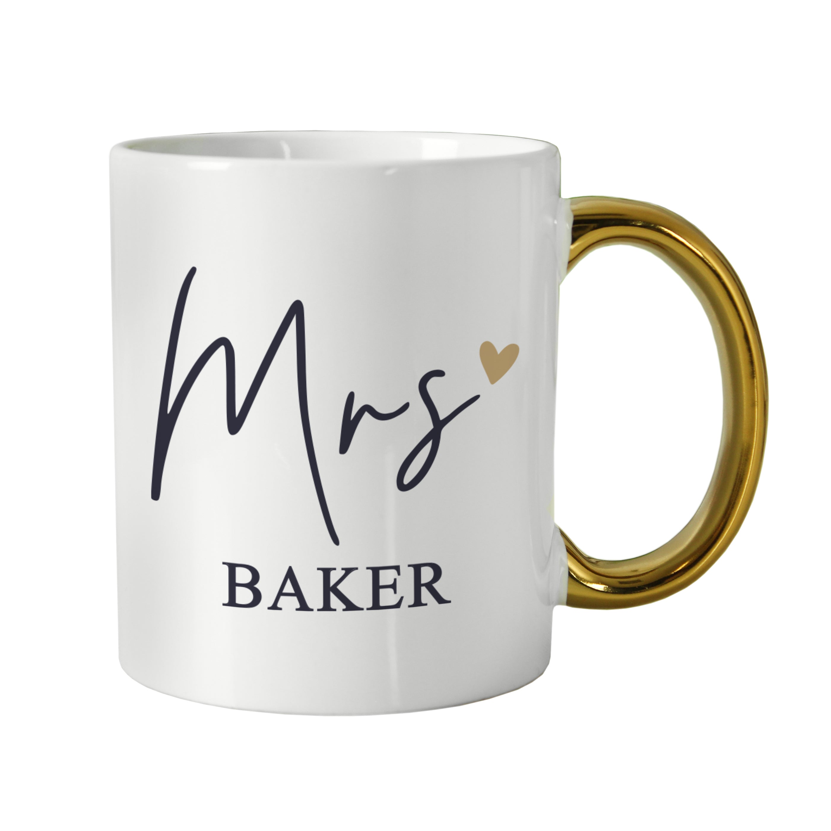 Personalised Mrs Gold Handle Mug