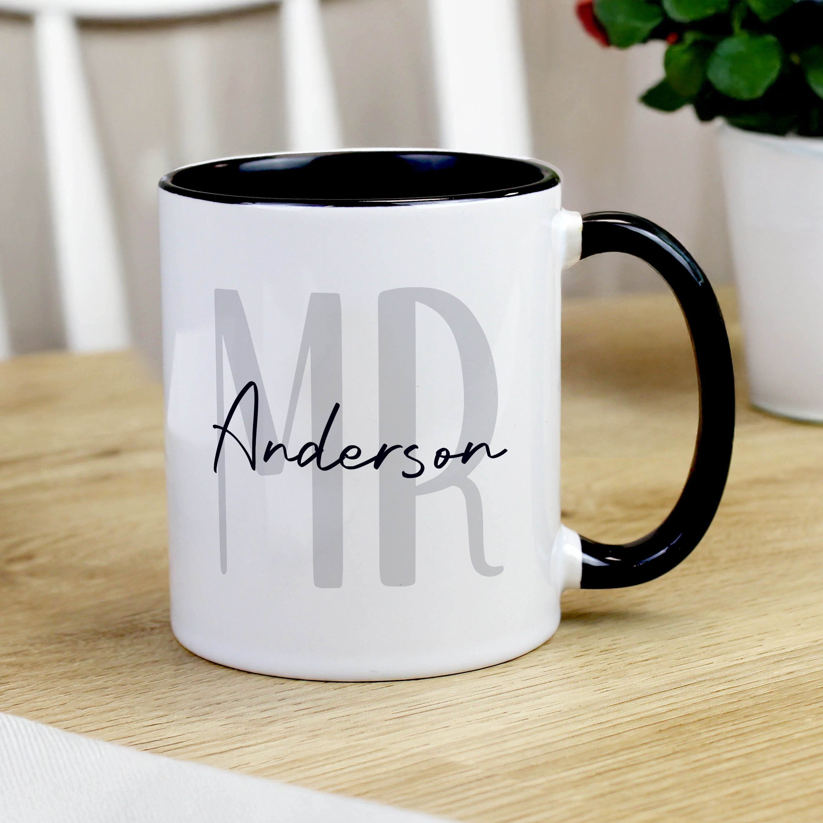 Personalised Mr Black Handle Mug