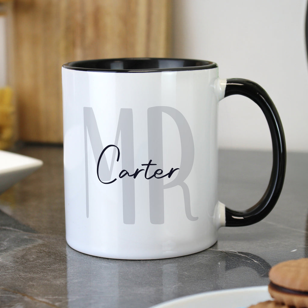 Personalised Mr Black Handle Mug