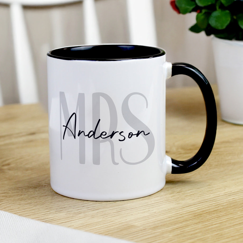 Personalised Mrs Black Handle Mug