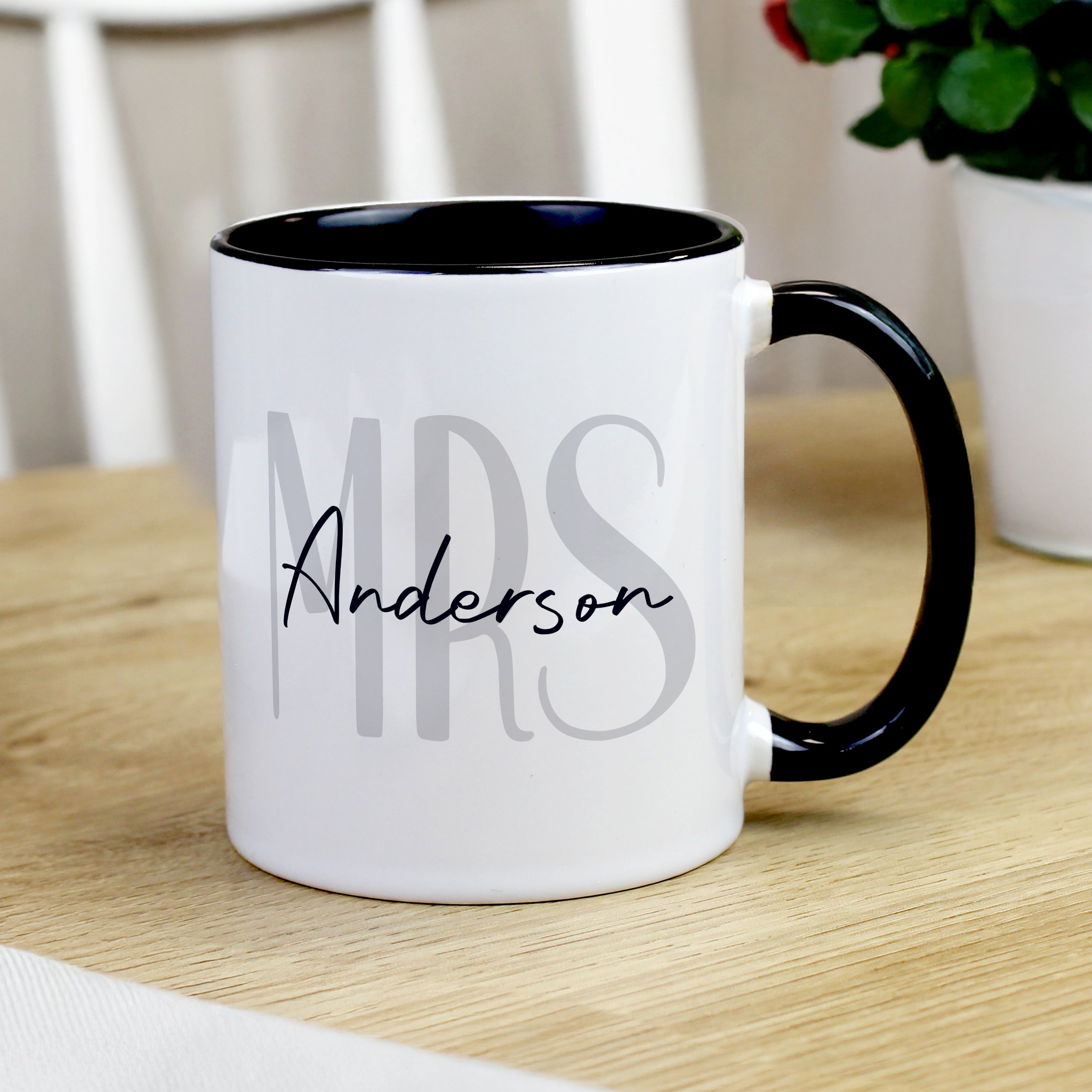 Personalised Mrs Black Handle Mug