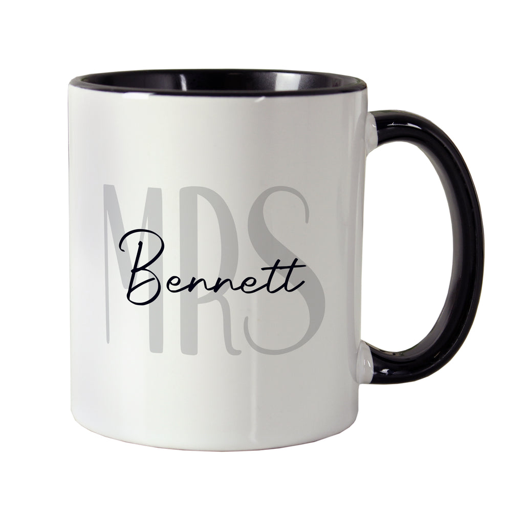Personalised Mrs Black Handle Mug