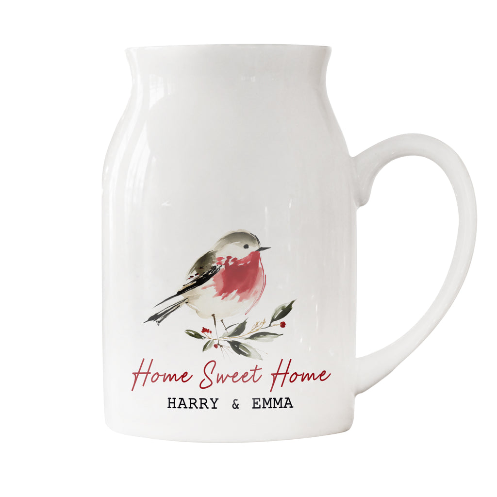 Personalised Christmas Robin Ceramic Jug Vase