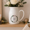 Personalised Green Christmas Wreath Ceramic Jug Vase