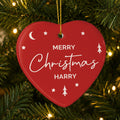 Personalised Red Christmas Ceramic Heart Decoration