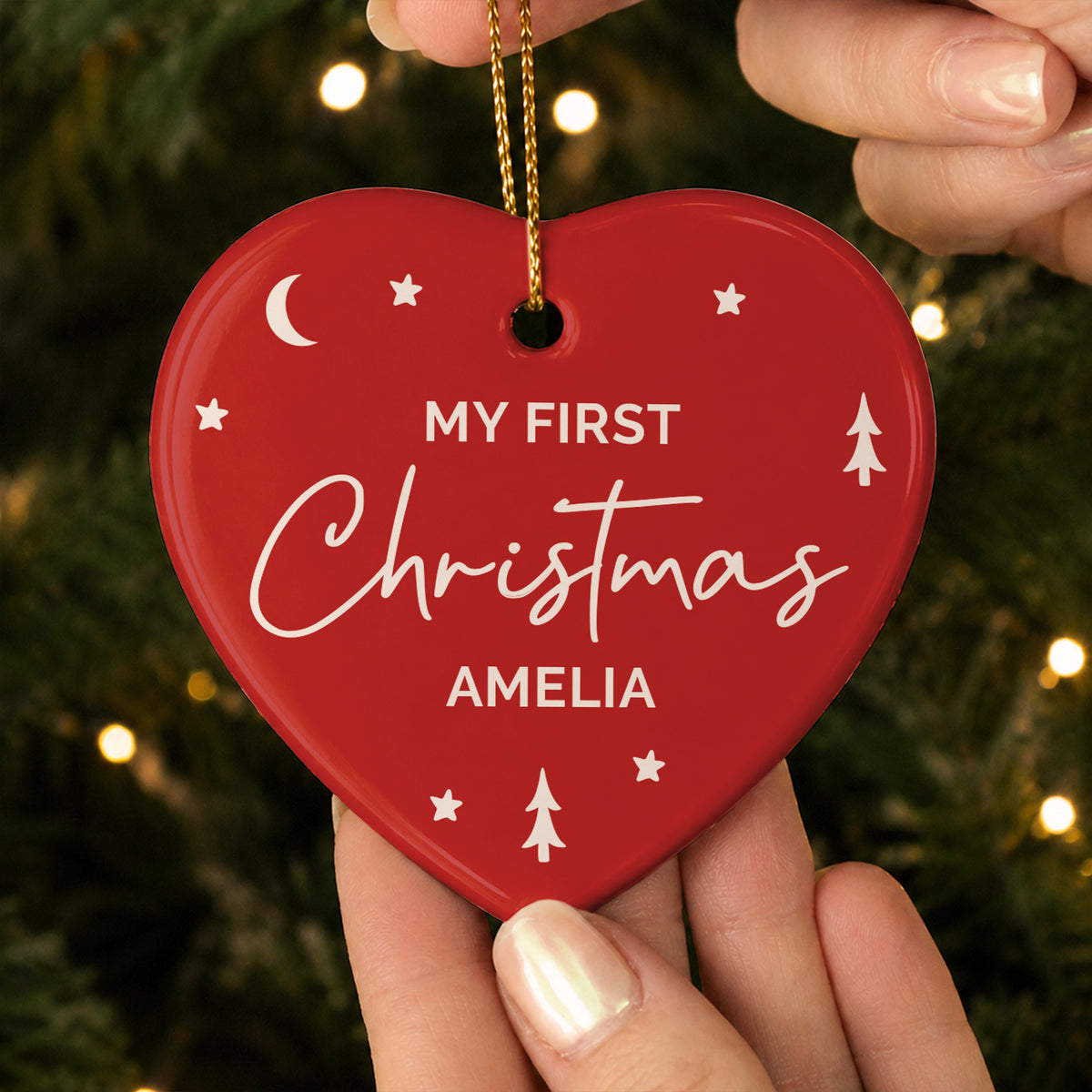 Personalised Red Christmas Ceramic Heart Decoration
