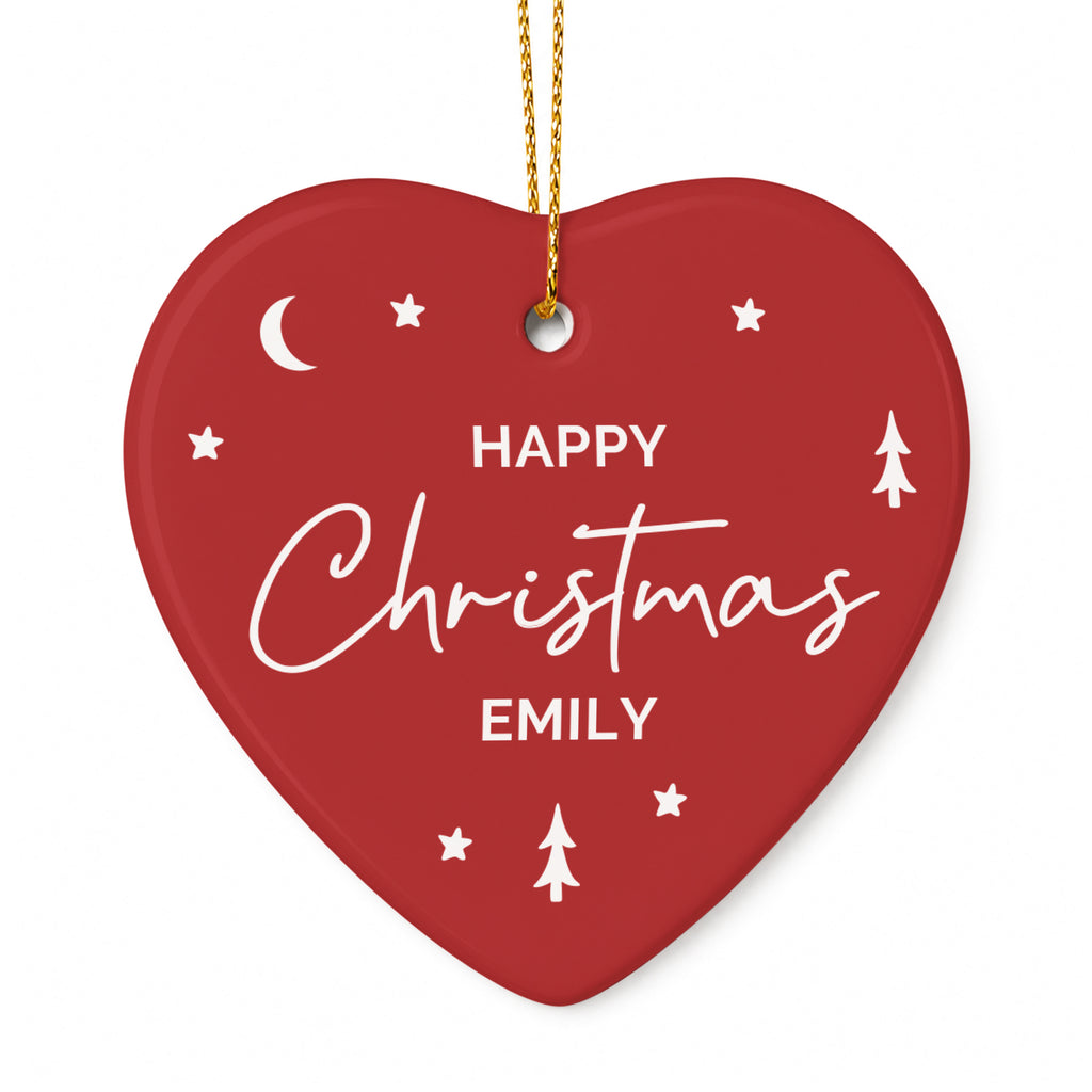 Personalised Red Christmas Ceramic Heart Decoration
