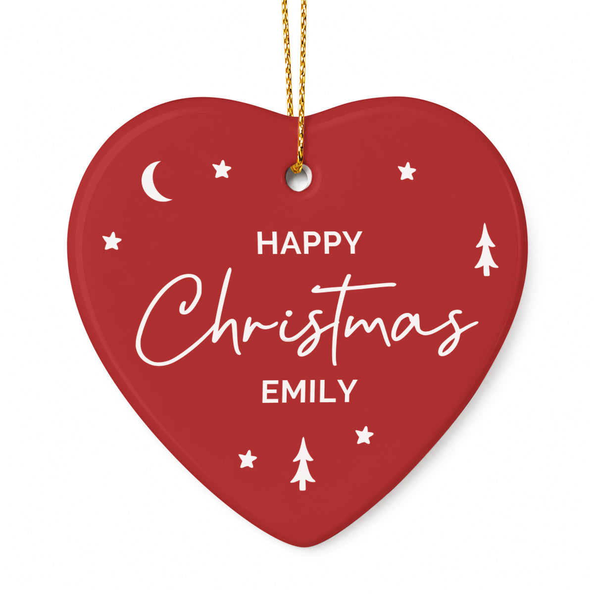Personalised Red Christmas Ceramic Heart Decoration