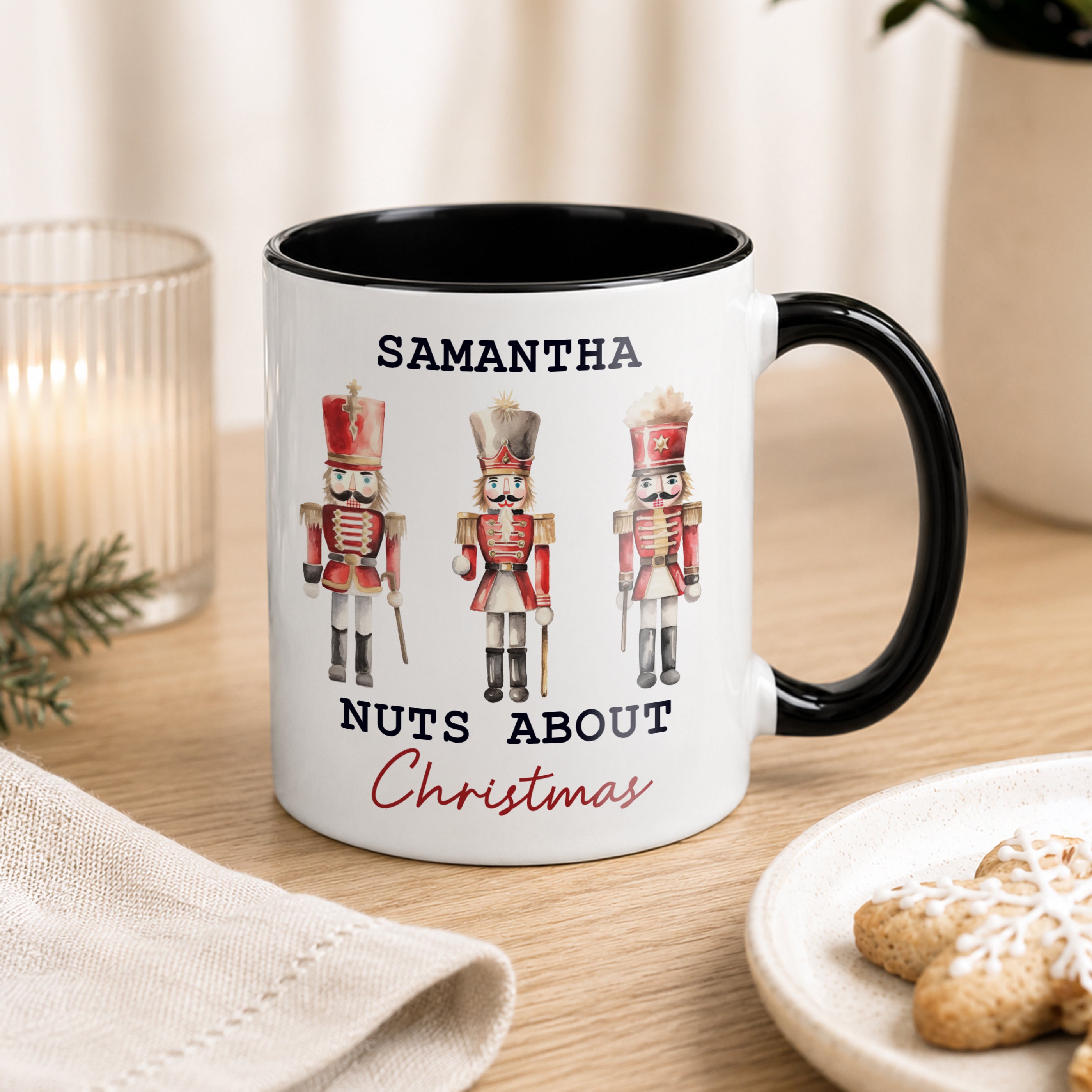 Personalised Nutcracker Black Handle Mug
