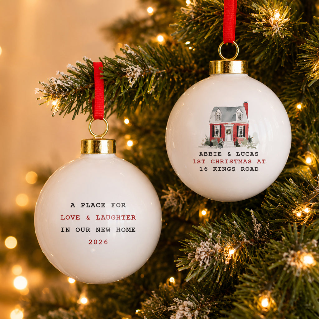 Personalised Water Colour House Ceramic Bauble