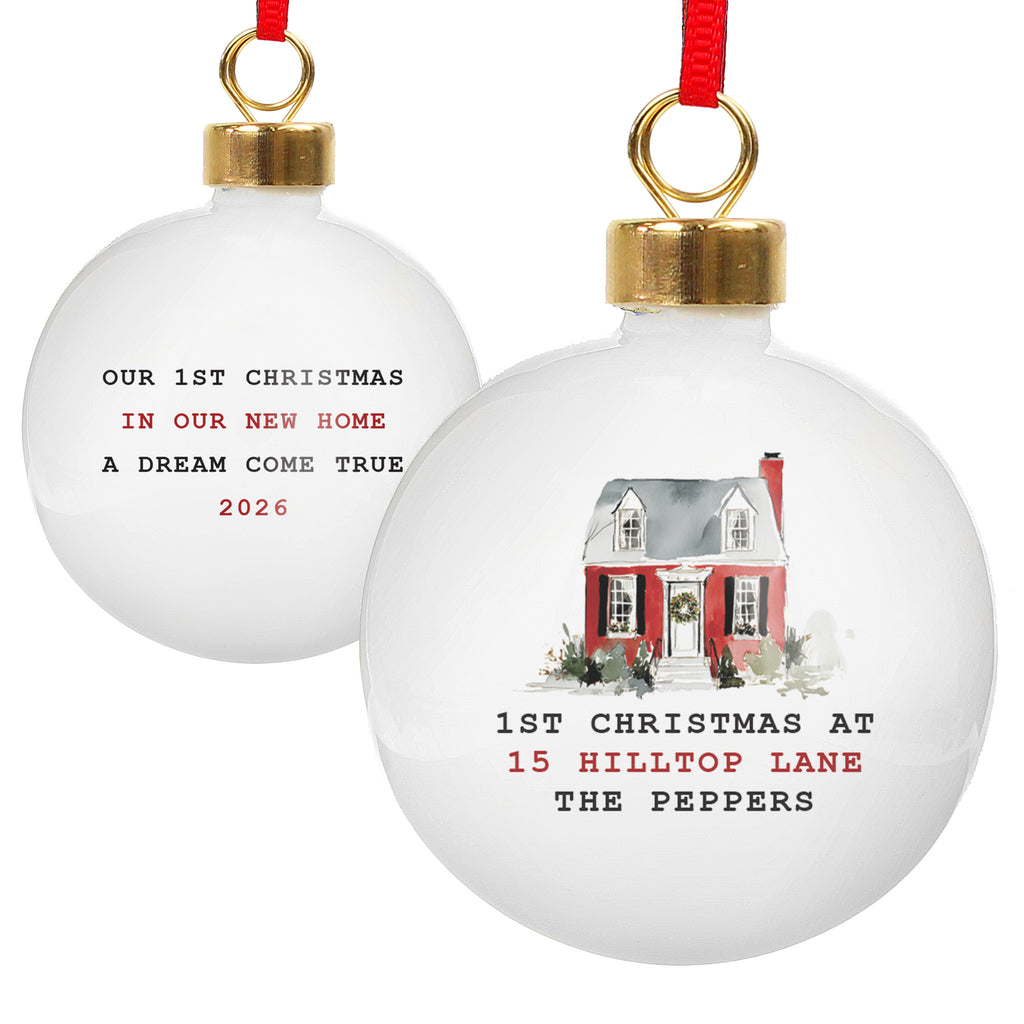 Personalised Water Colour House Ceramic Bauble