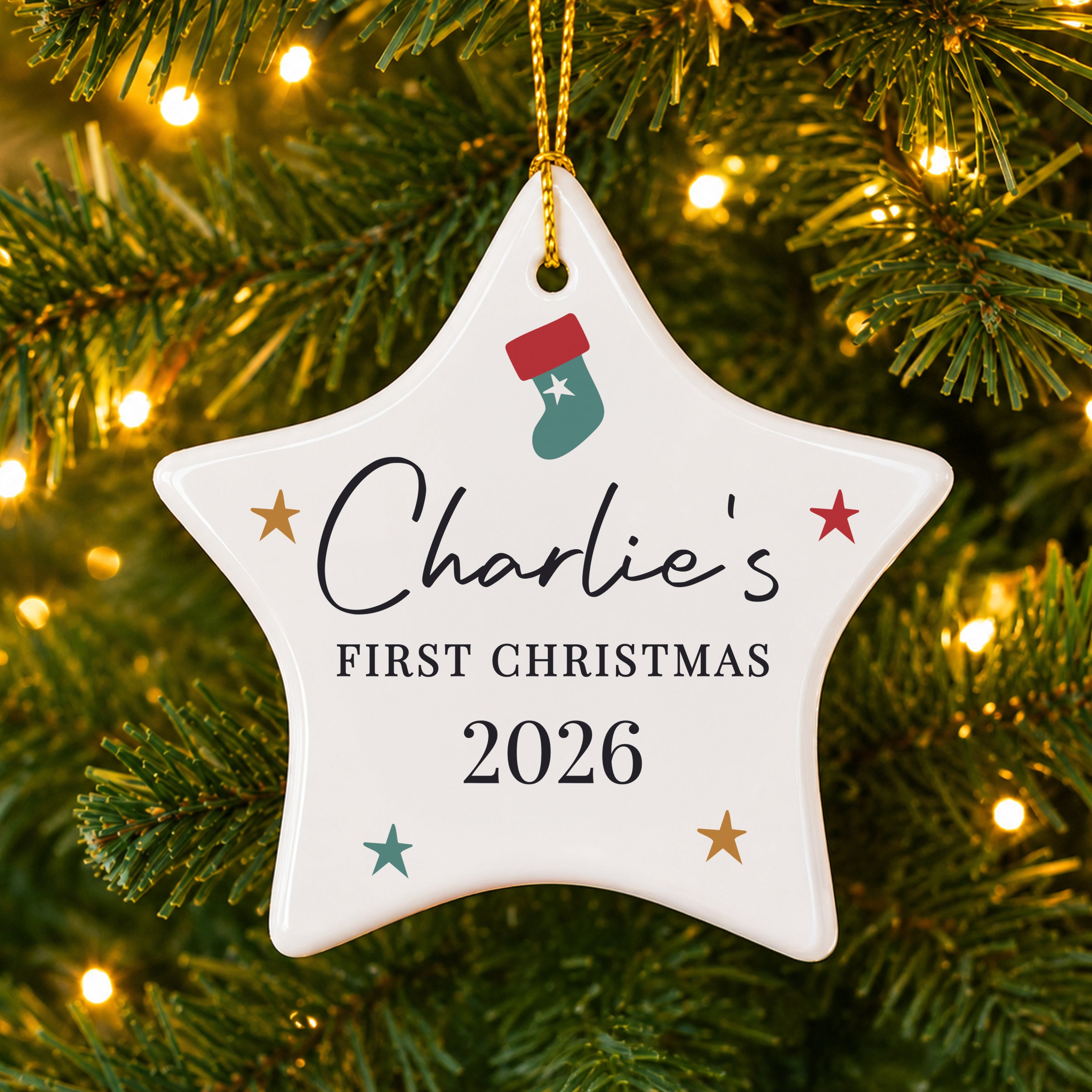 Personalised Christmas Ceramic Star Decoration