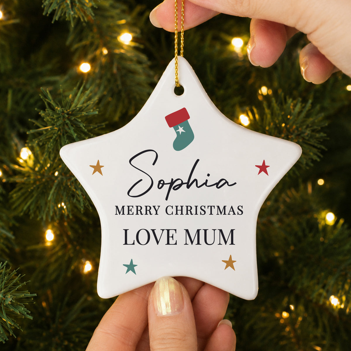 Personalised Christmas Ceramic Star Decoration