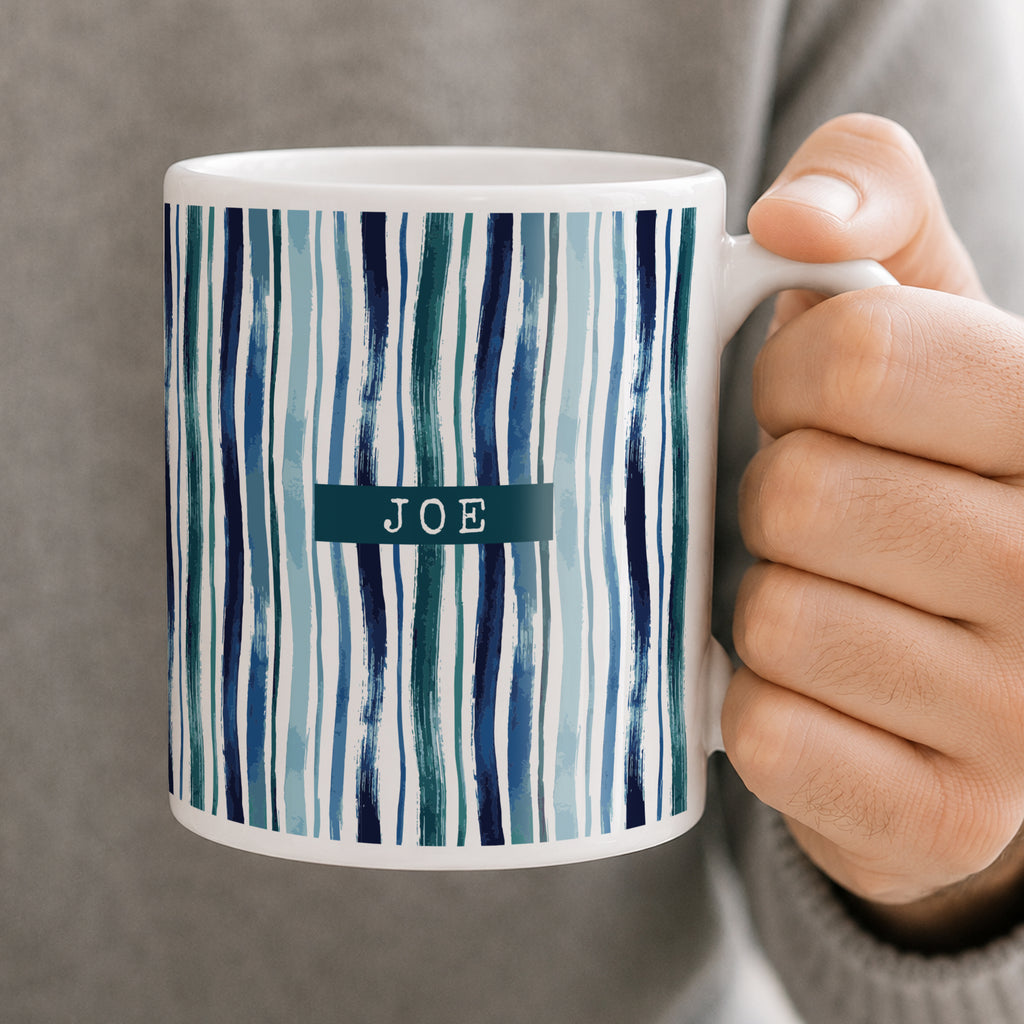 Personalised Blue Striped Mug
