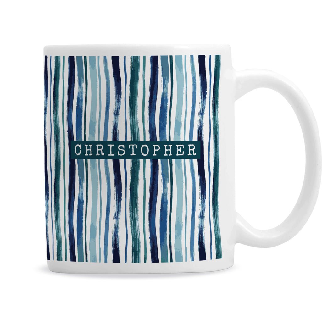 Personalised Blue Striped Mug