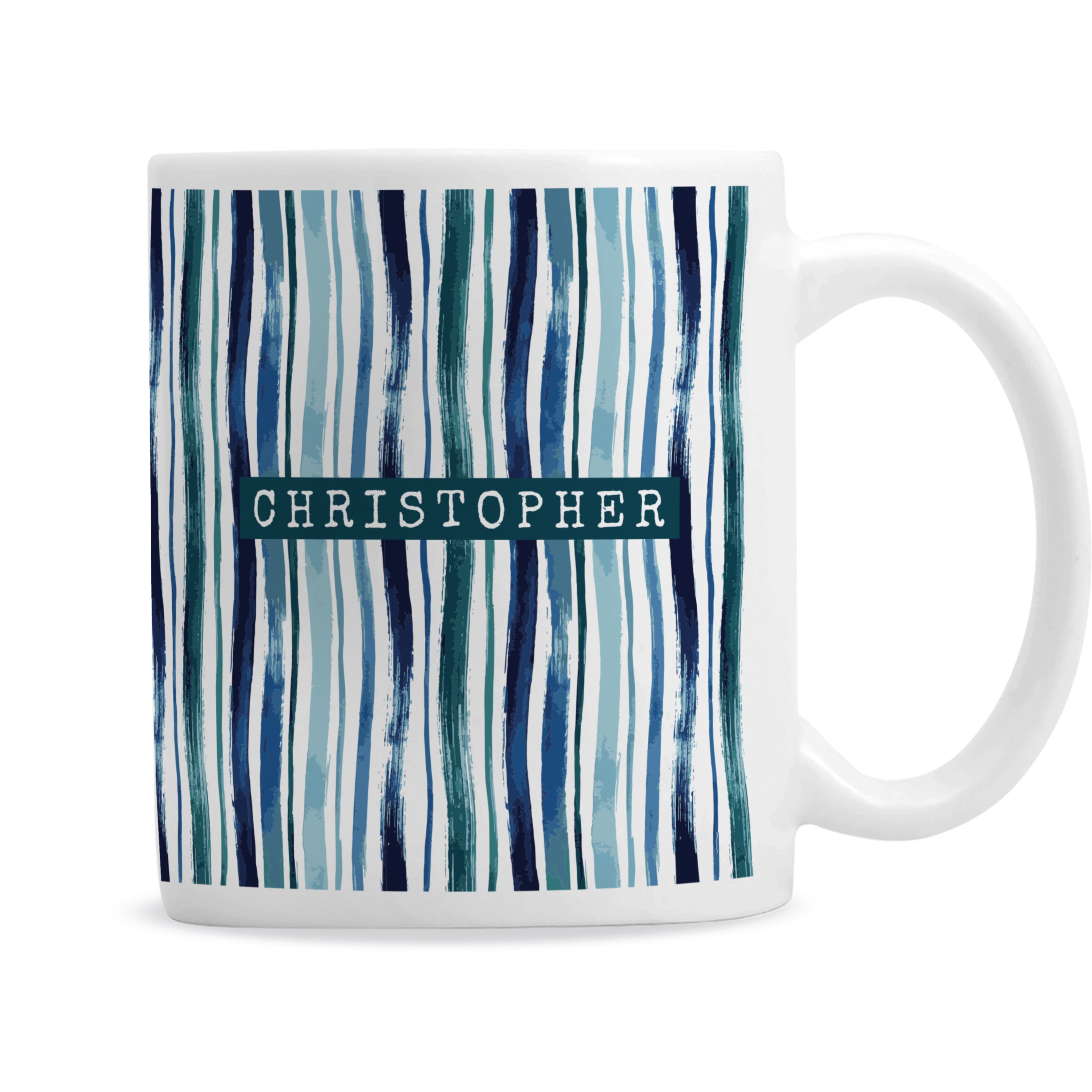 Personalised Blue Striped Mug