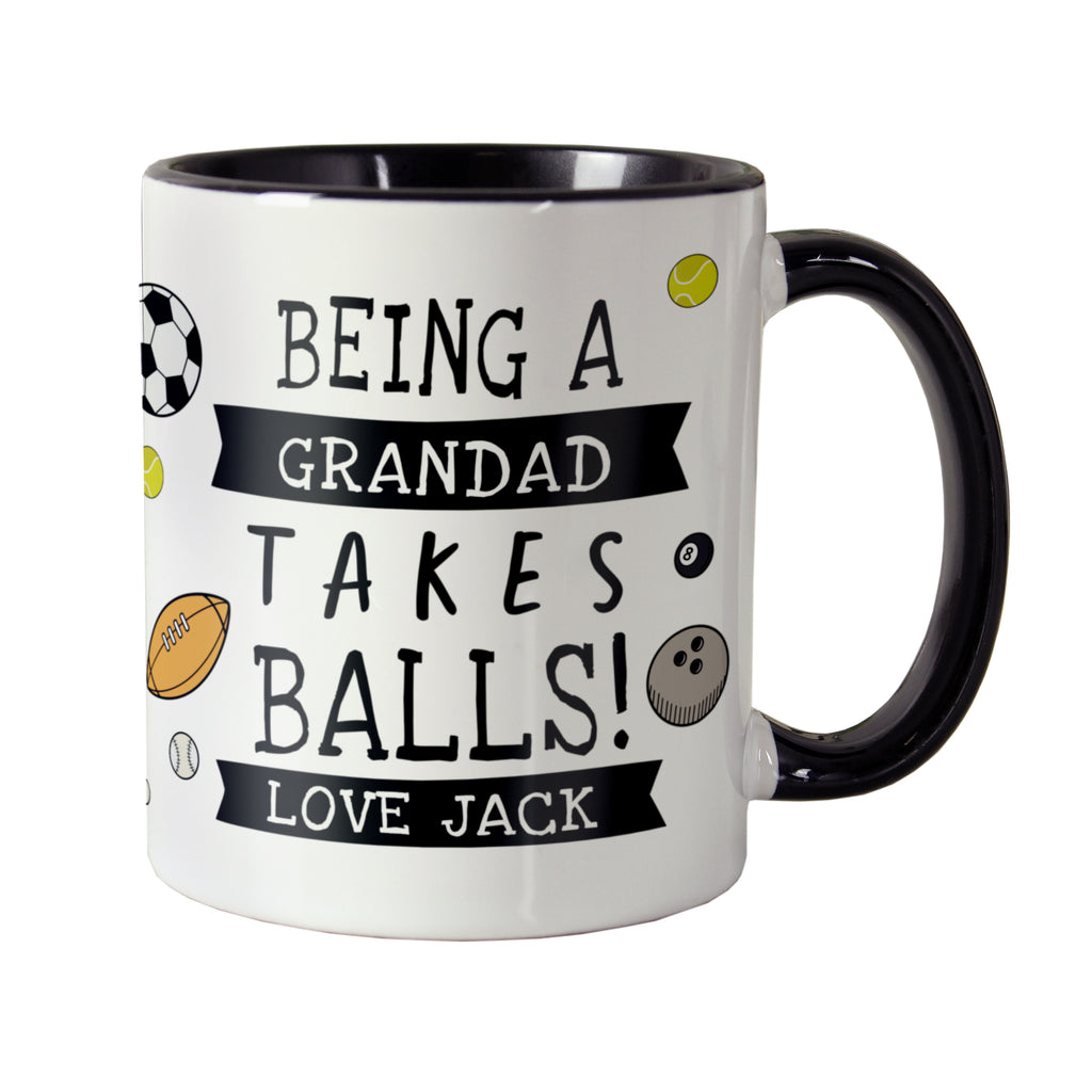 Personalised Takes Balls Black Handle Mug