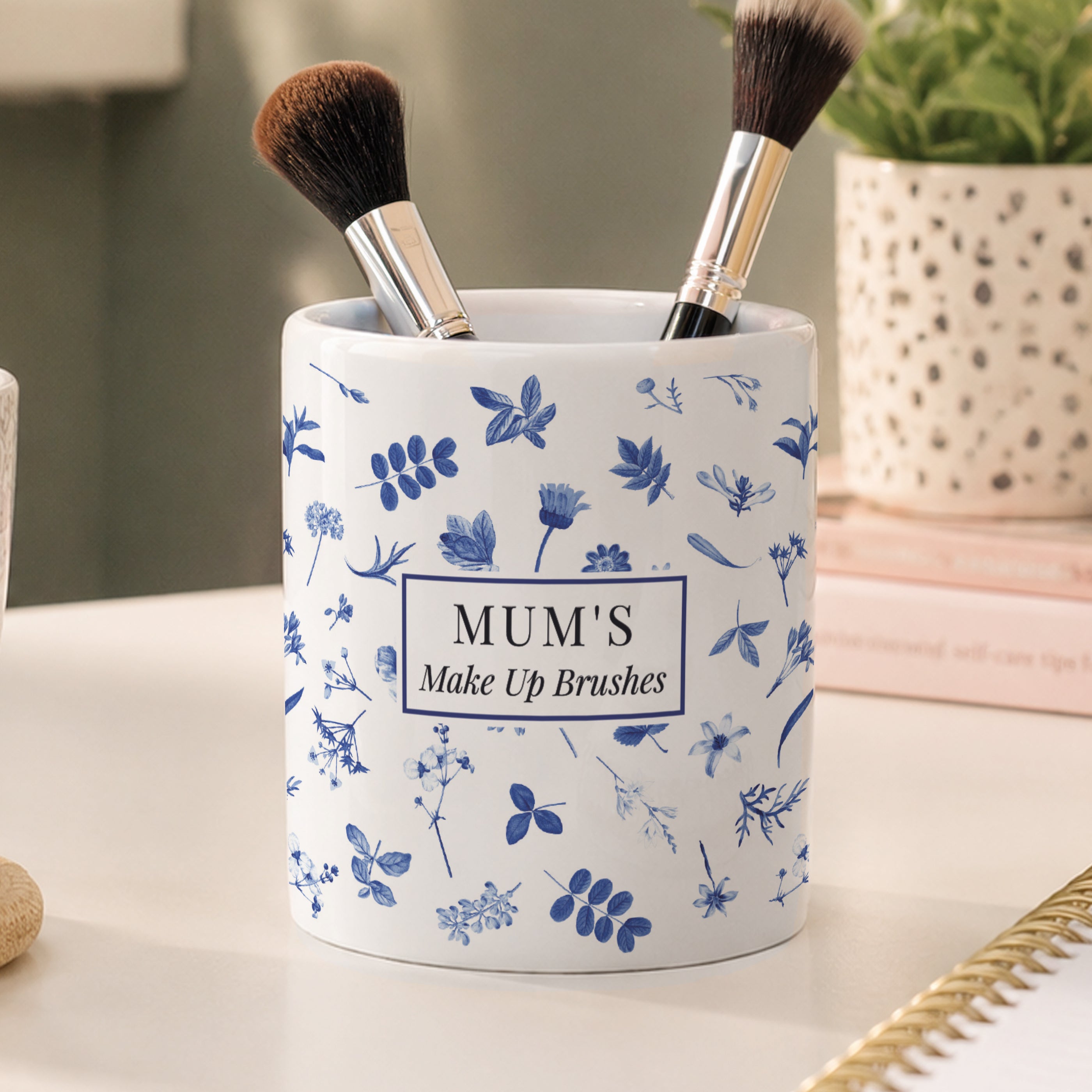 Personalised Blue Floral Storage Pot
