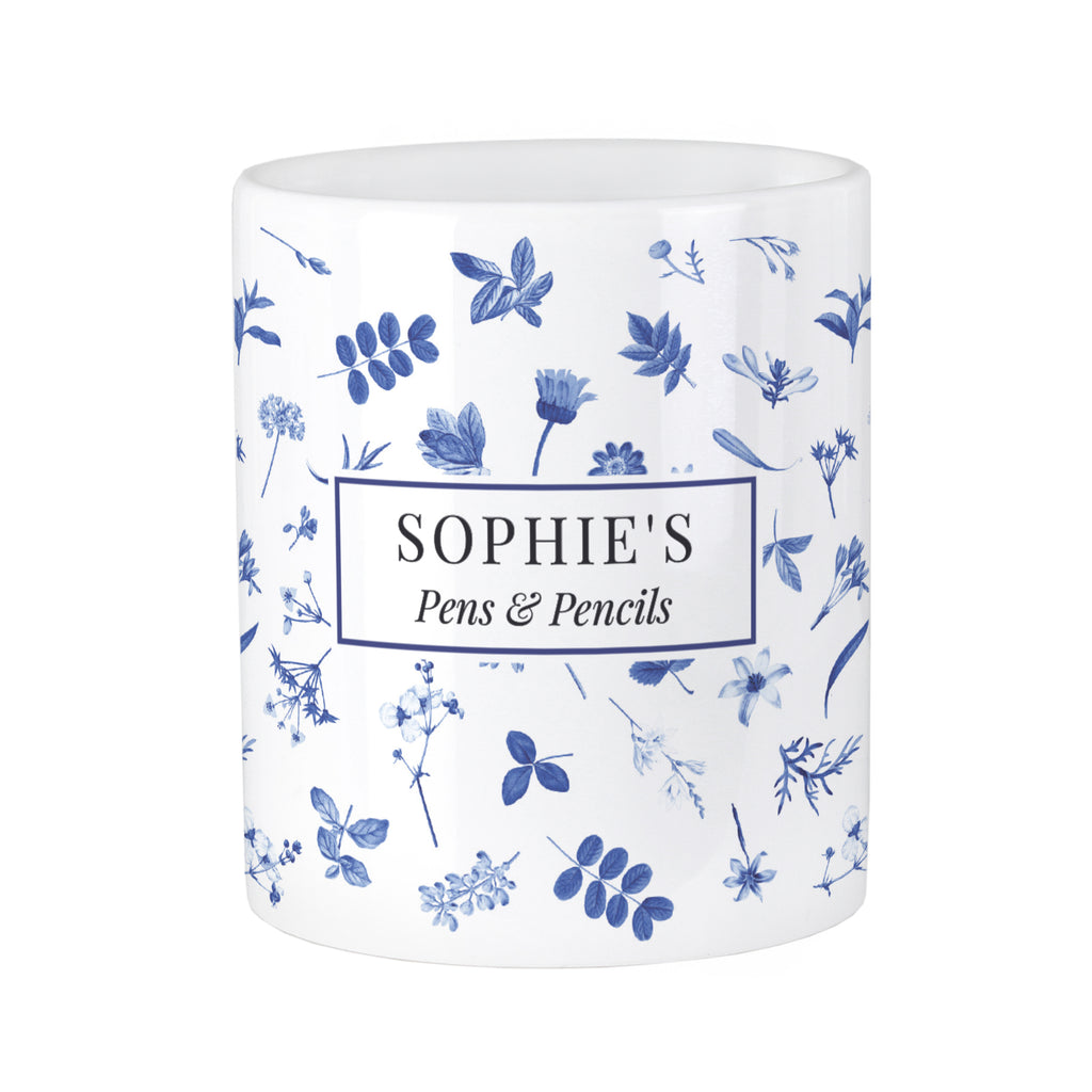 Personalised Blue Floral Storage Pot