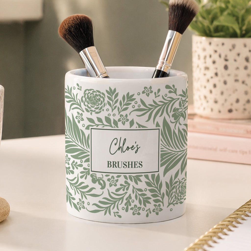 Personalised Green Leaves Storage Pot