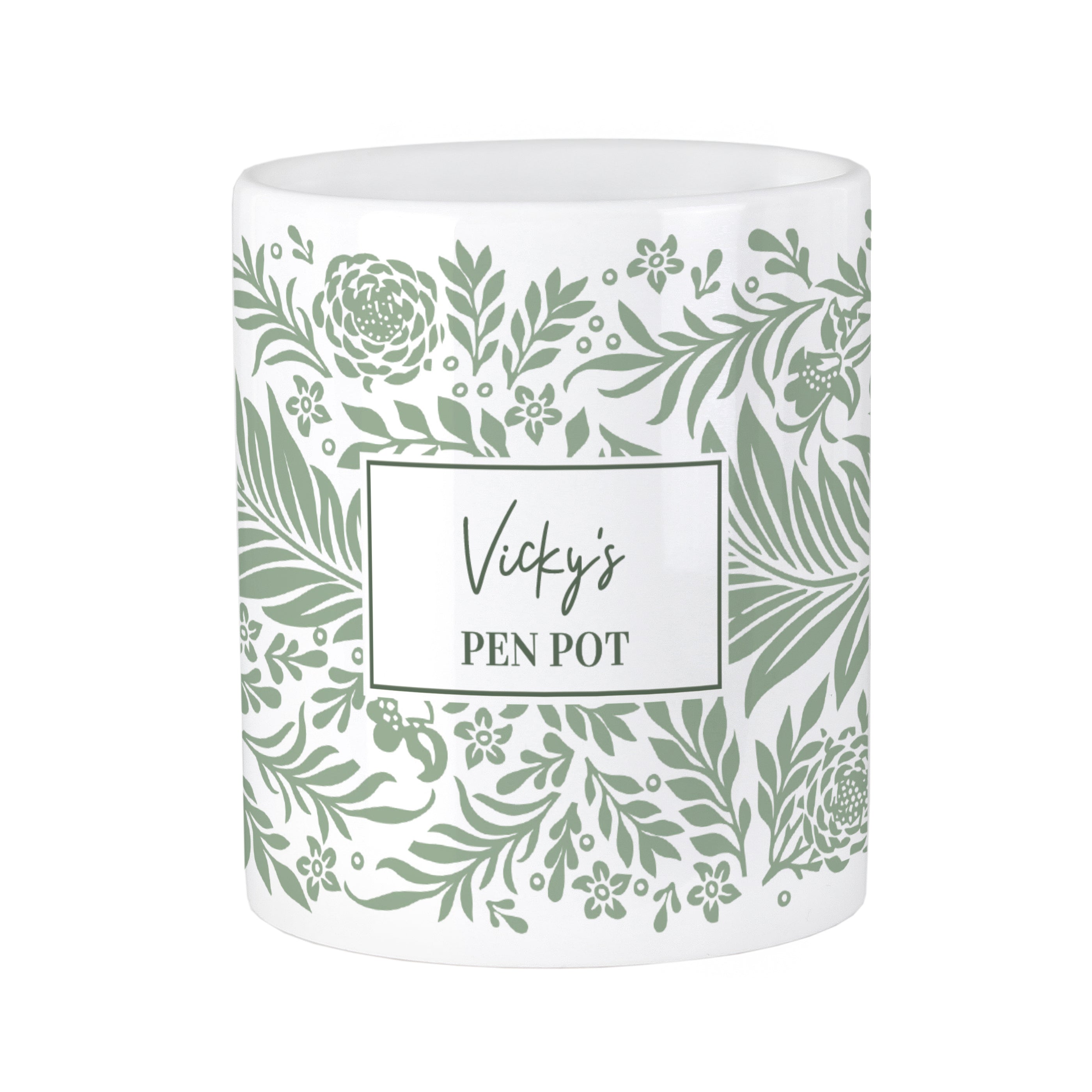 Personalised Green Leaves Storage Pot