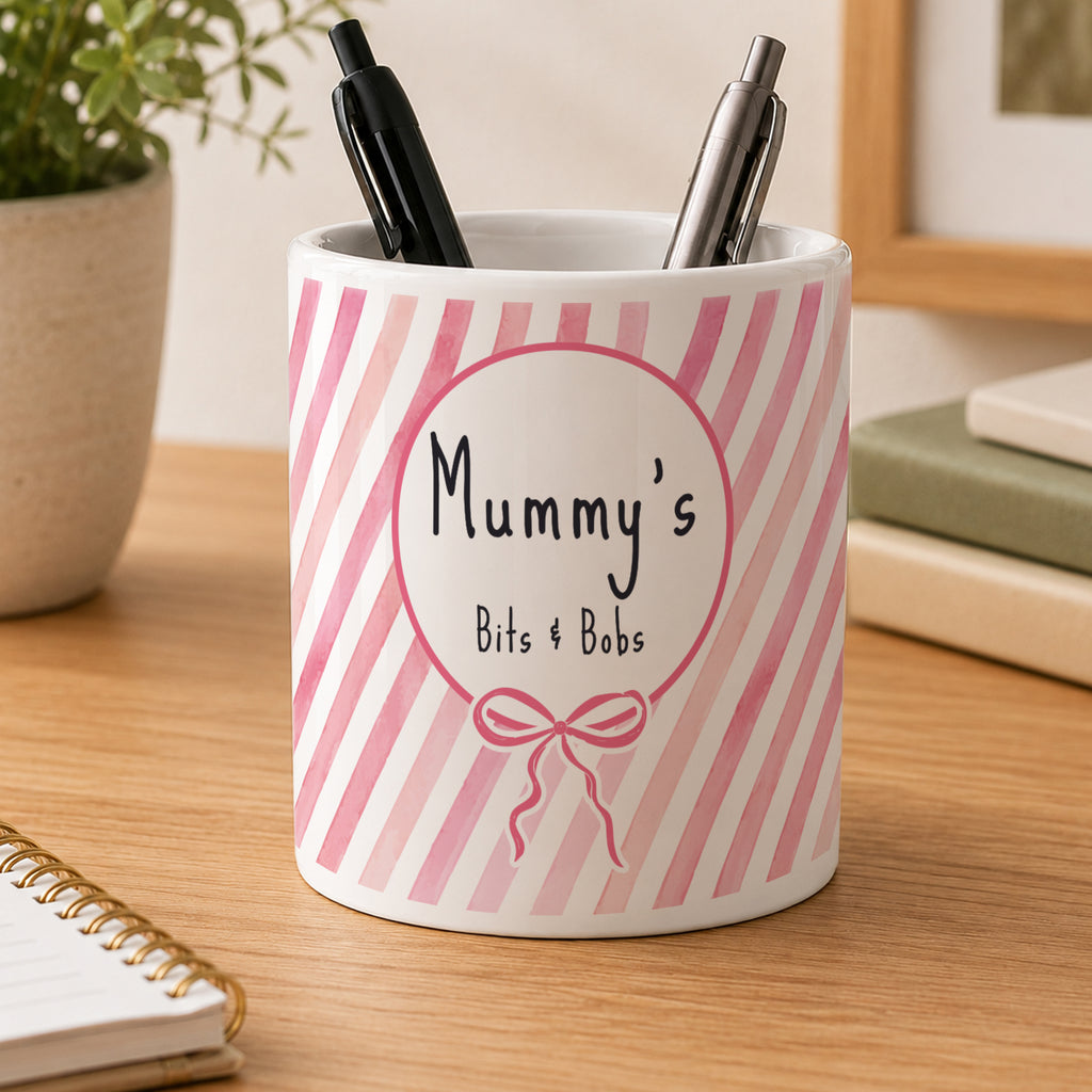 Personalised Pink Stripe Storage Pot