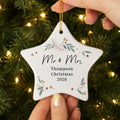 Personalised Christmas Botanical Ceramic Star Decoration