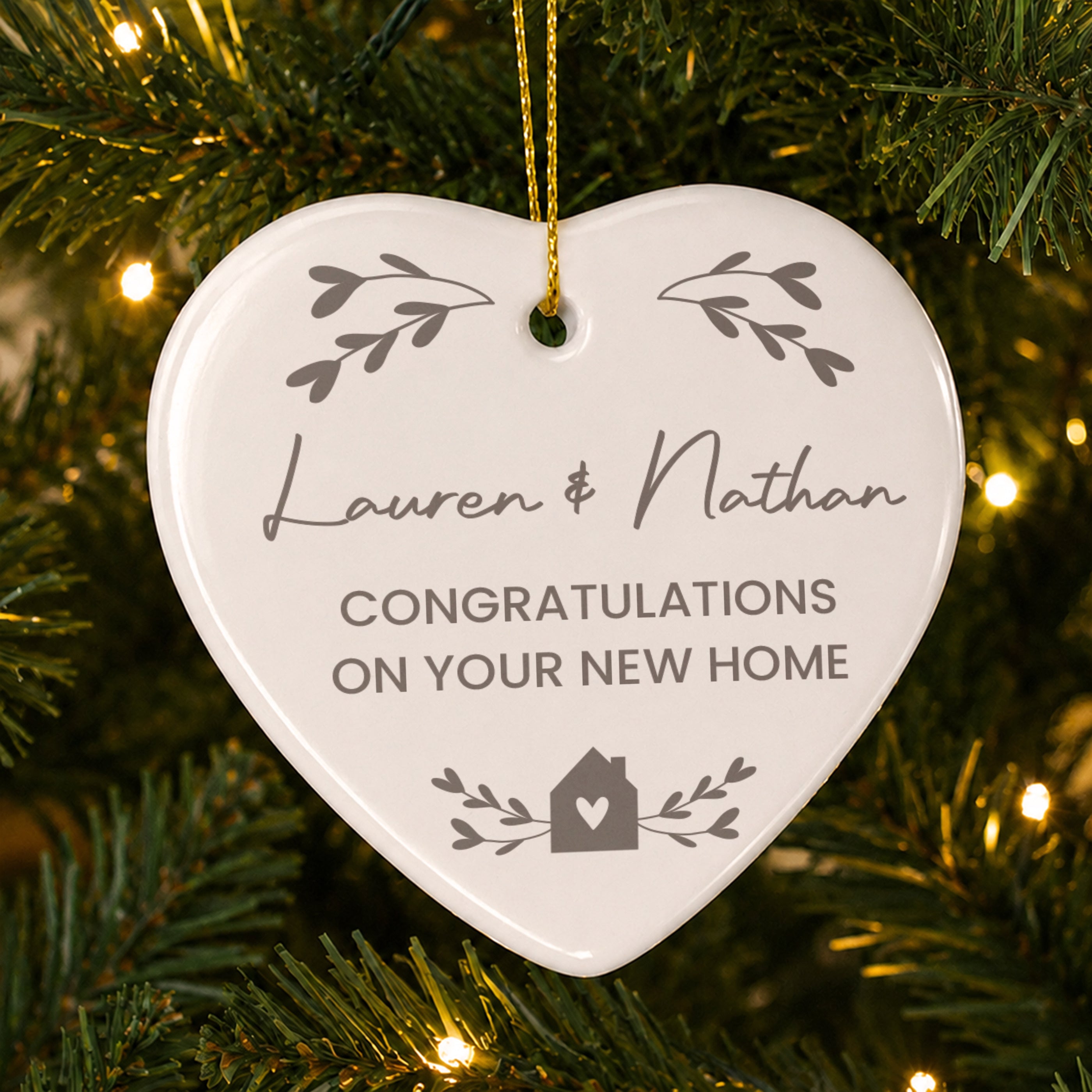 Personalised Little House Ceramic Heart Decoration