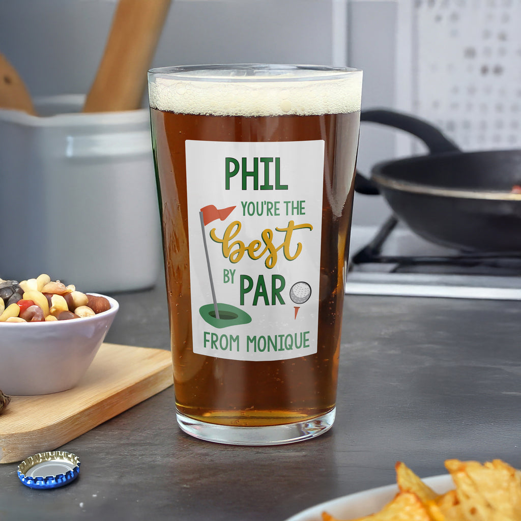 Personalised Best By Par Printed Beer Glass