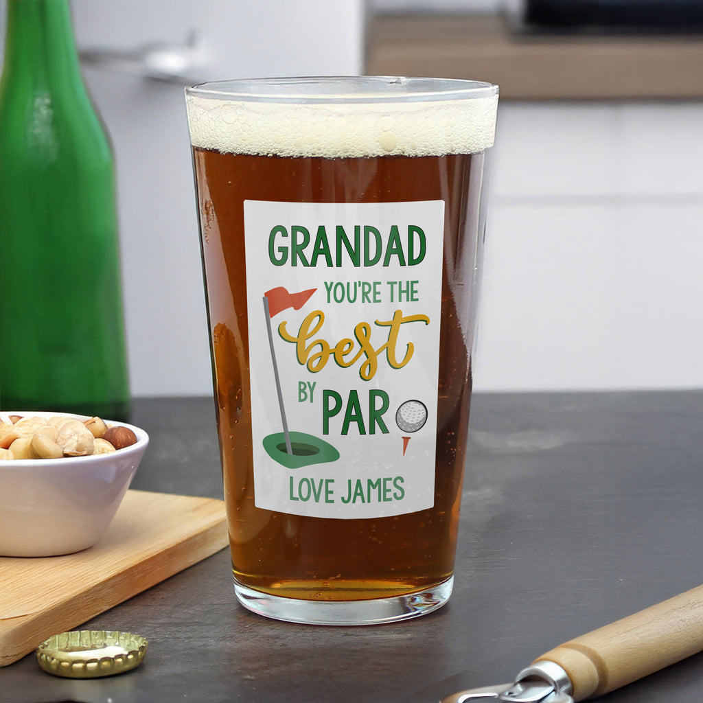 Personalised Best By Par Printed Beer Glass