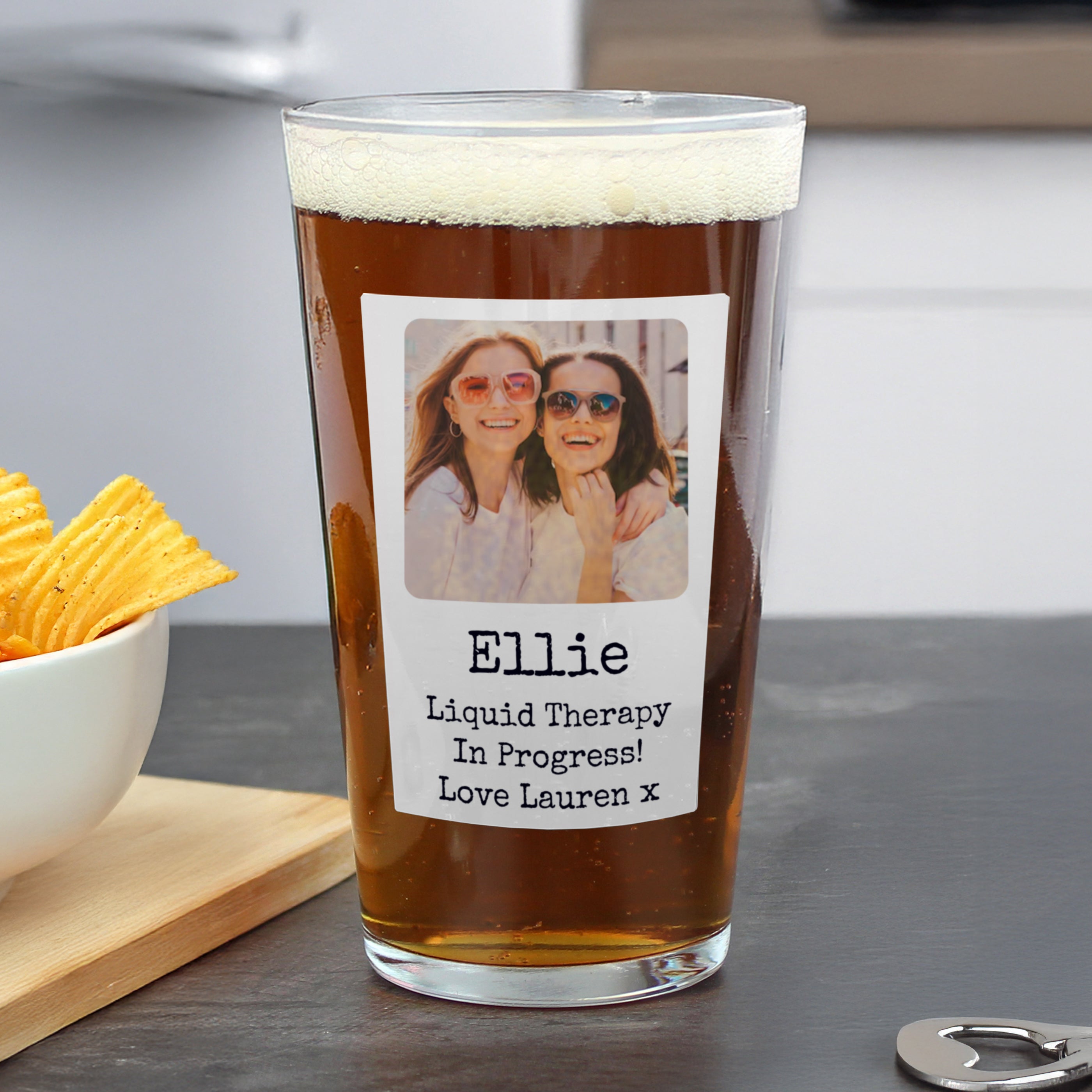 Personalised Photo Upload Polaroid Beer Glass