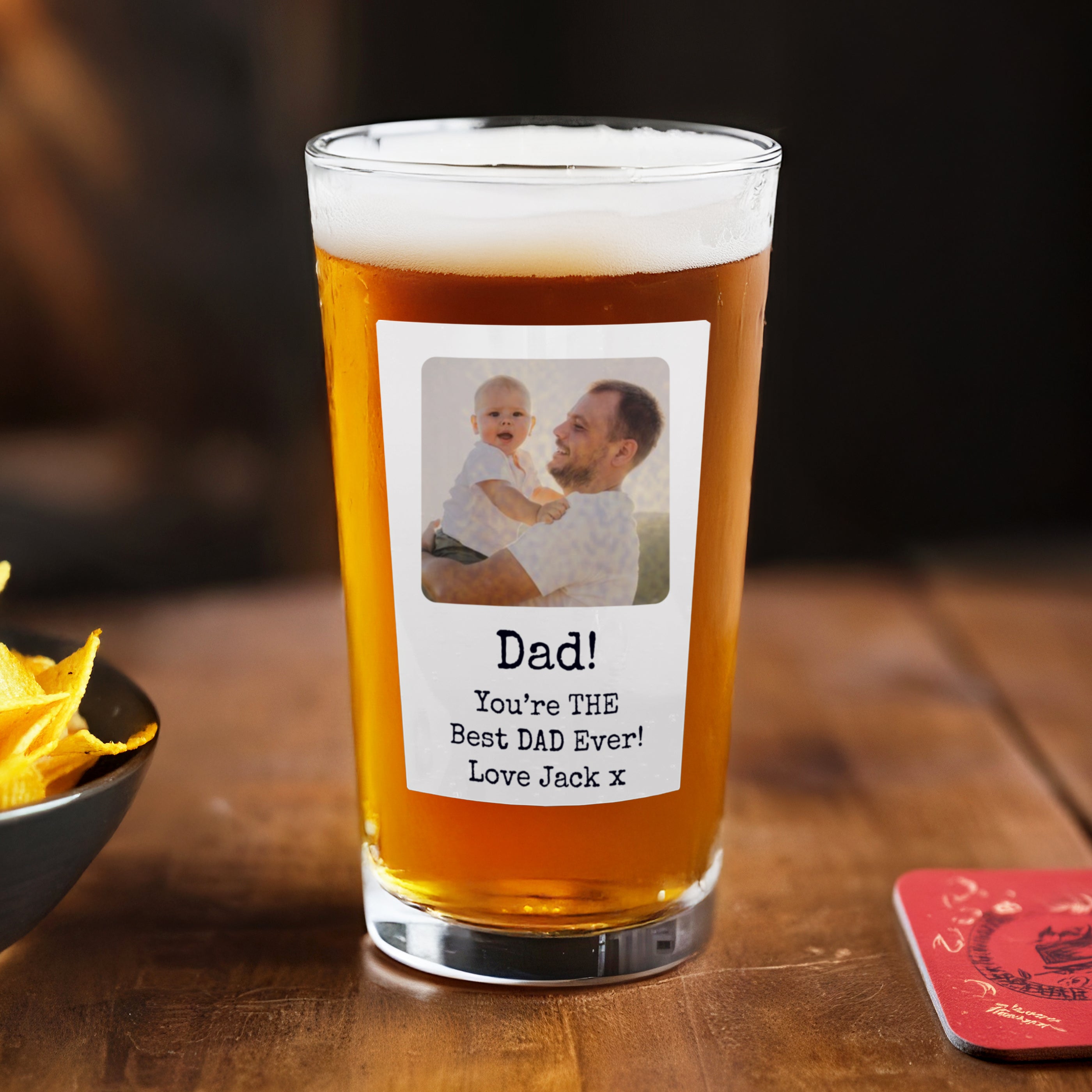 Personalised Photo Upload Polaroid Beer Glass