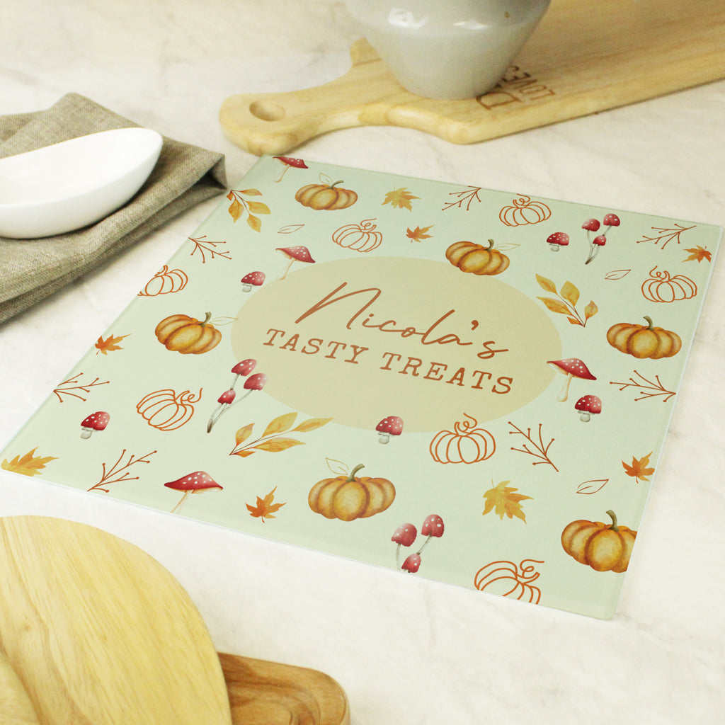 Personalised Pumpkin Glass Chopping Board