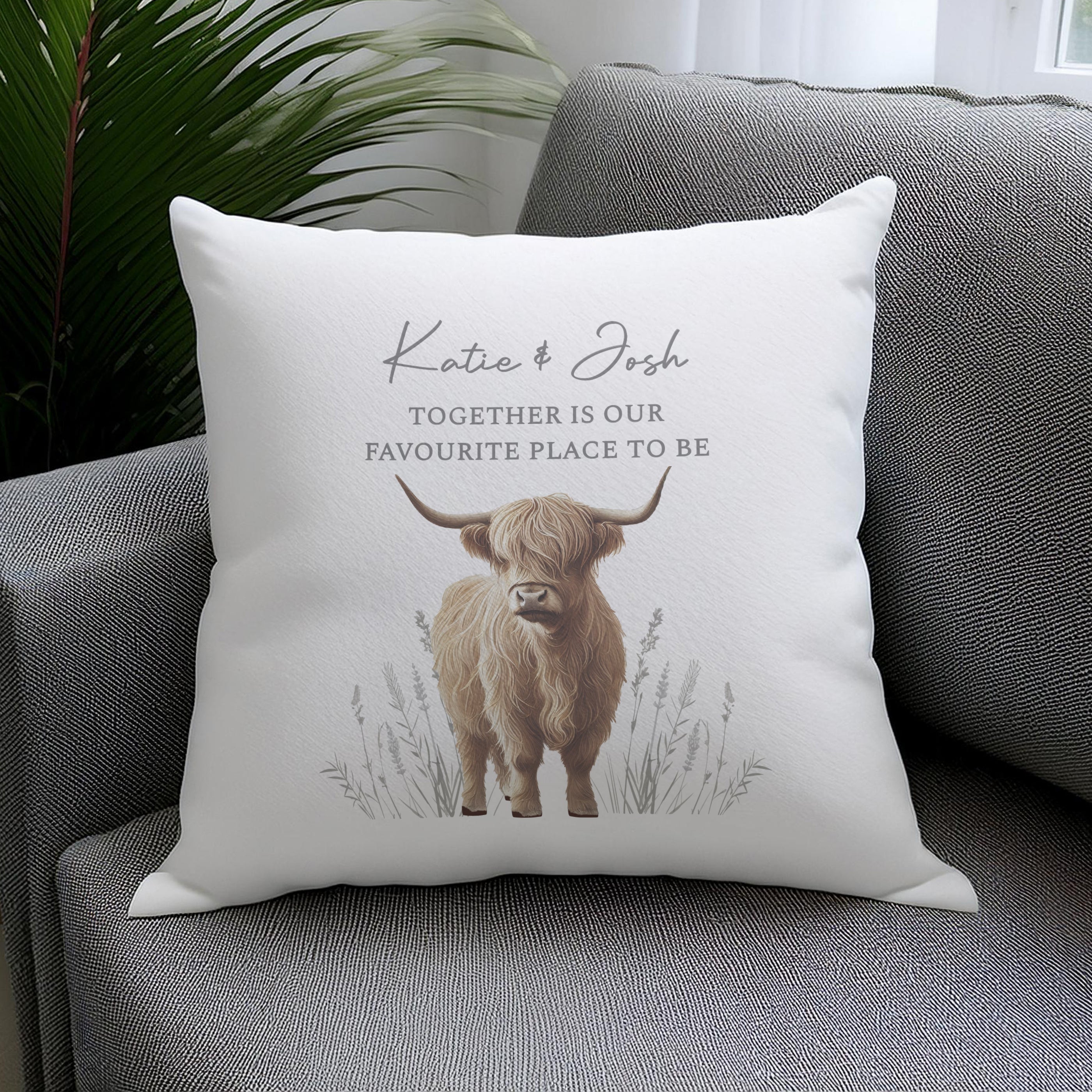 Personalised Highland Cow Cushion