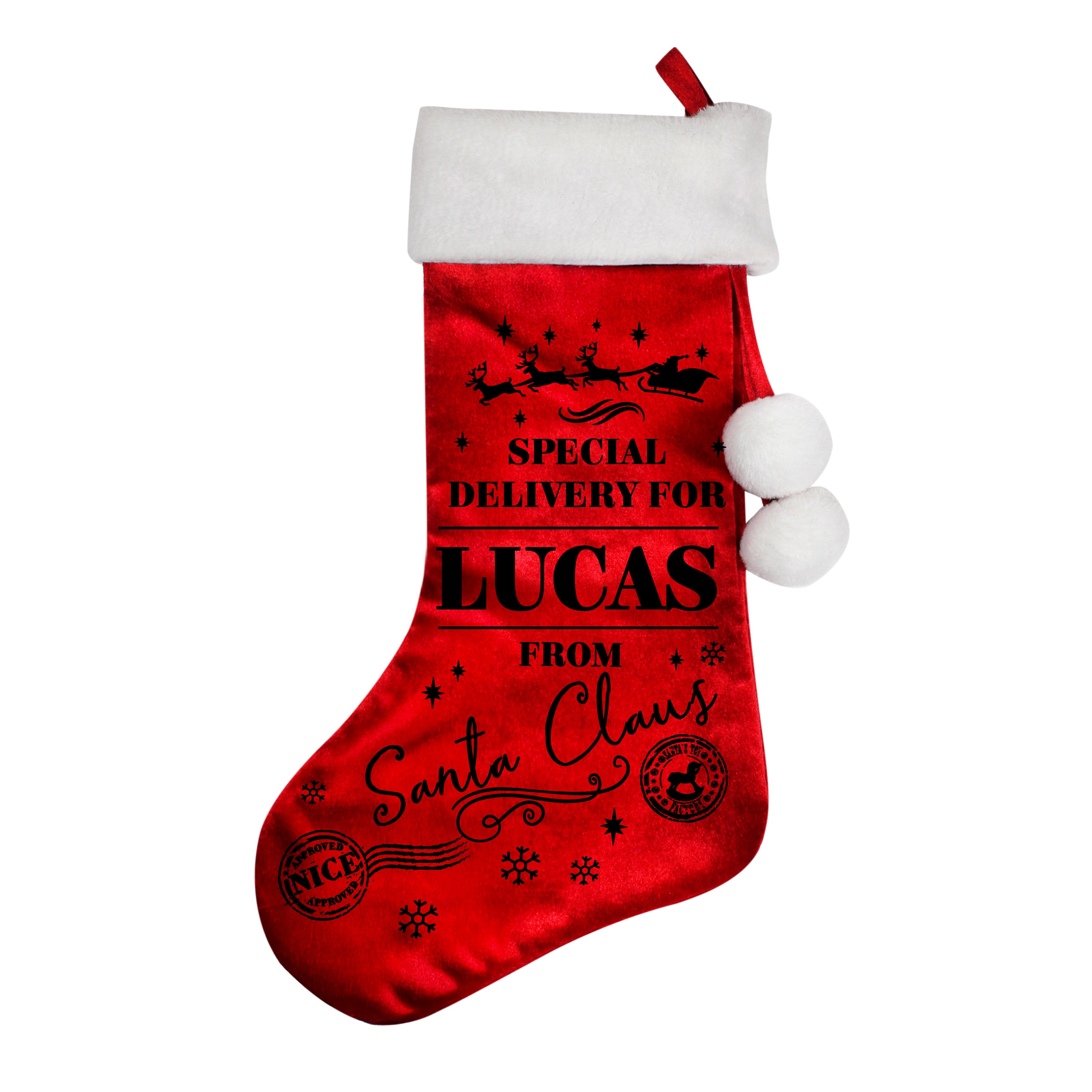 Personalised Special Delivery Red Stocking
