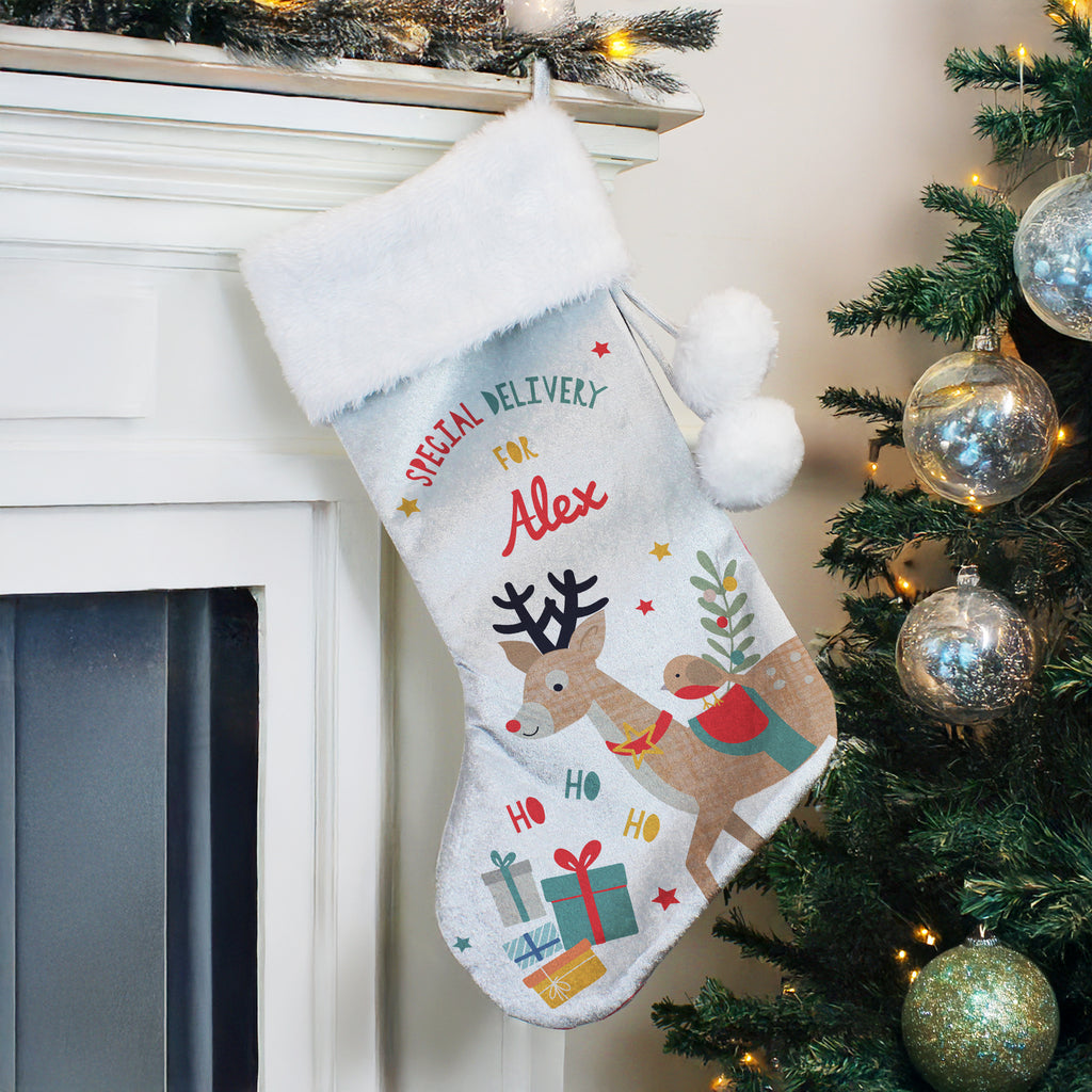 Personalised Reindeer Christmas Stocking