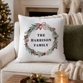 Personalised Green Christmas Wreath Cushion