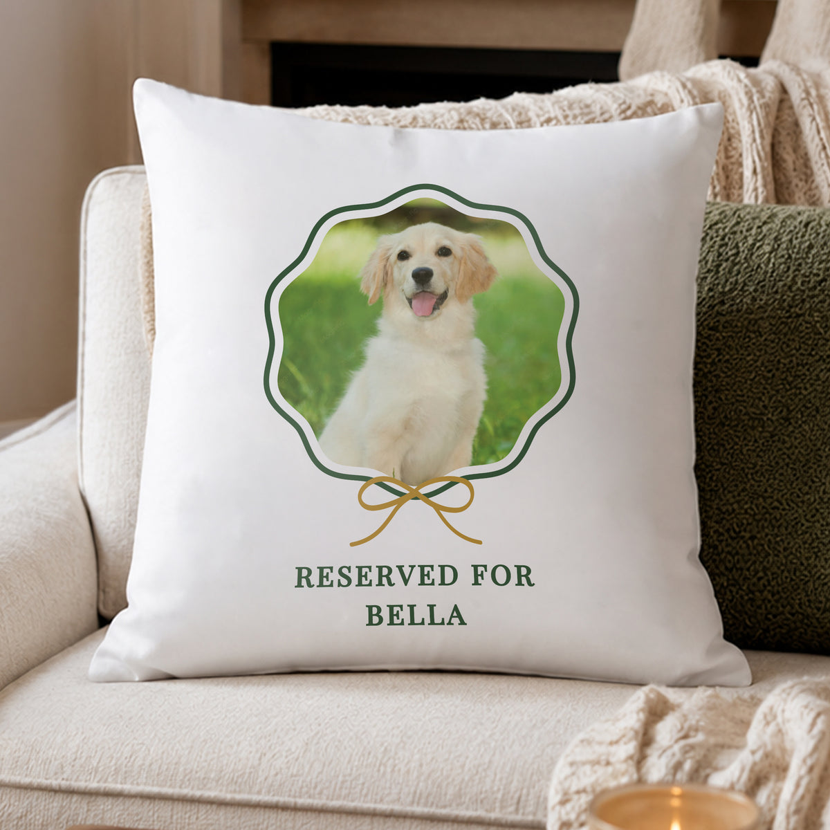Personalised Scallop Bow Photo Upload Cushion