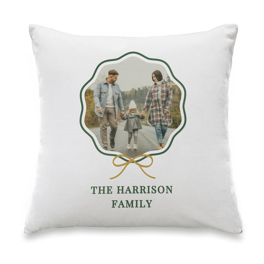 Personalised Scallop Bow Photo Upload Cushion