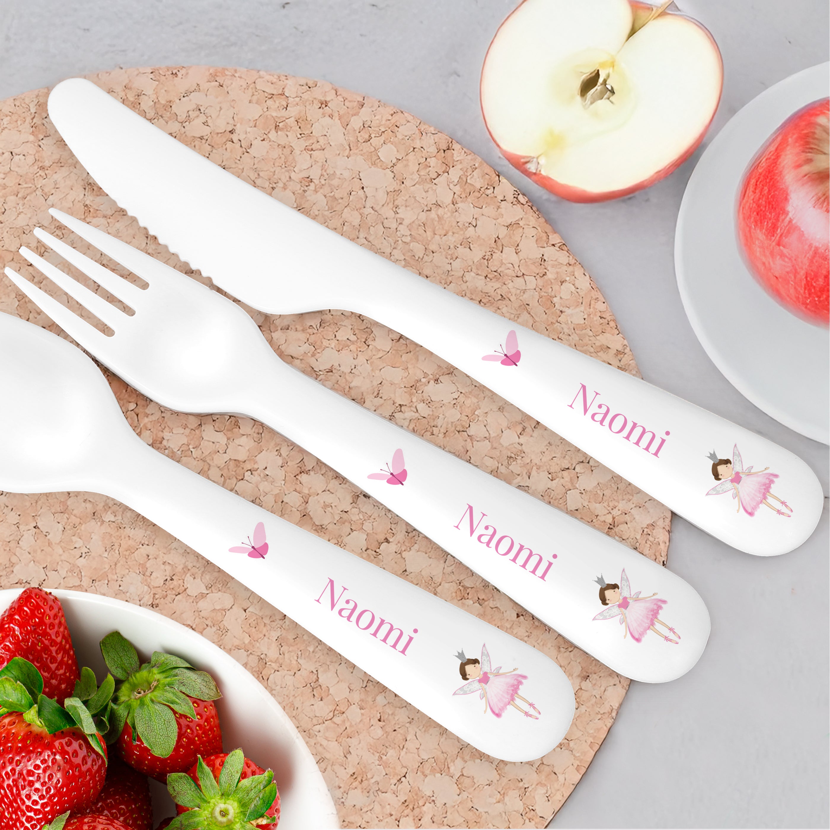 Personalised Fairy Princess Plastic Cutlery Set