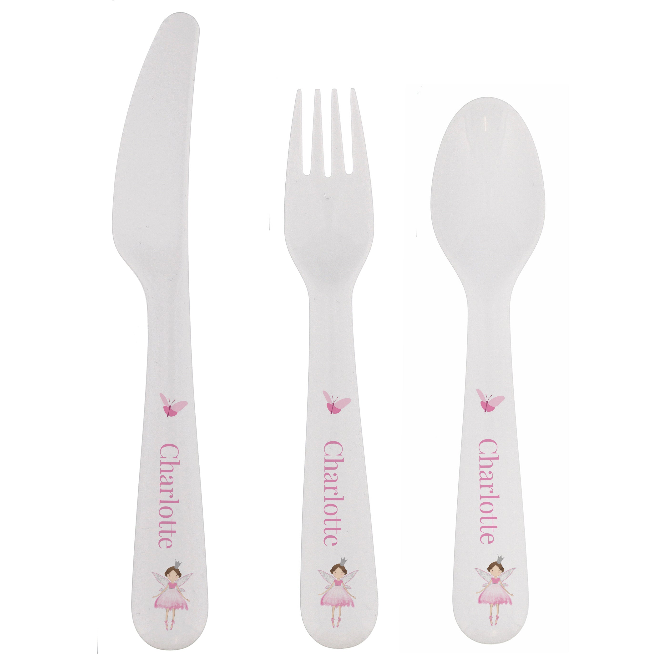 Personalised Fairy Princess Plastic Cutlery Set