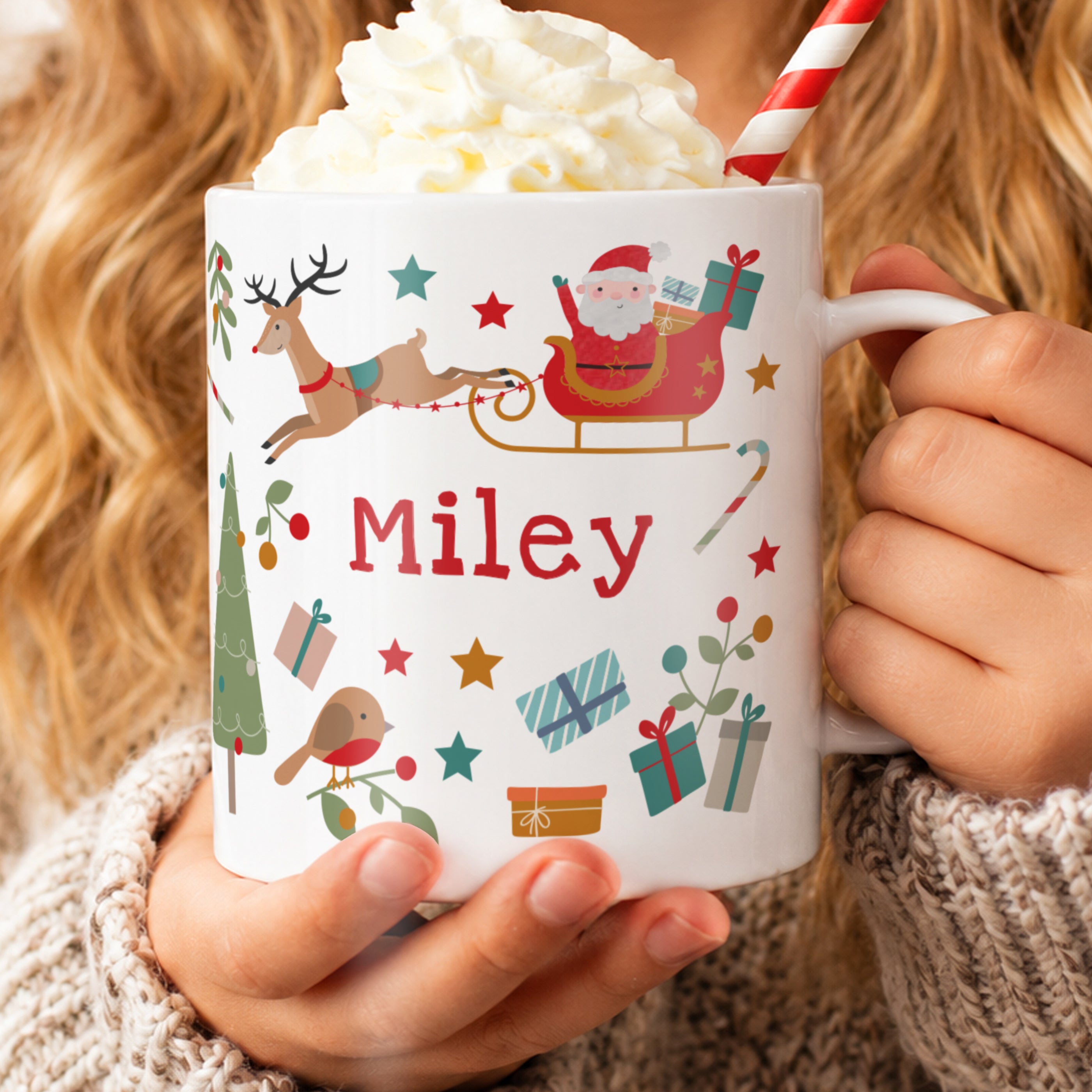 Personalised Christmas Characters Plastic Mug