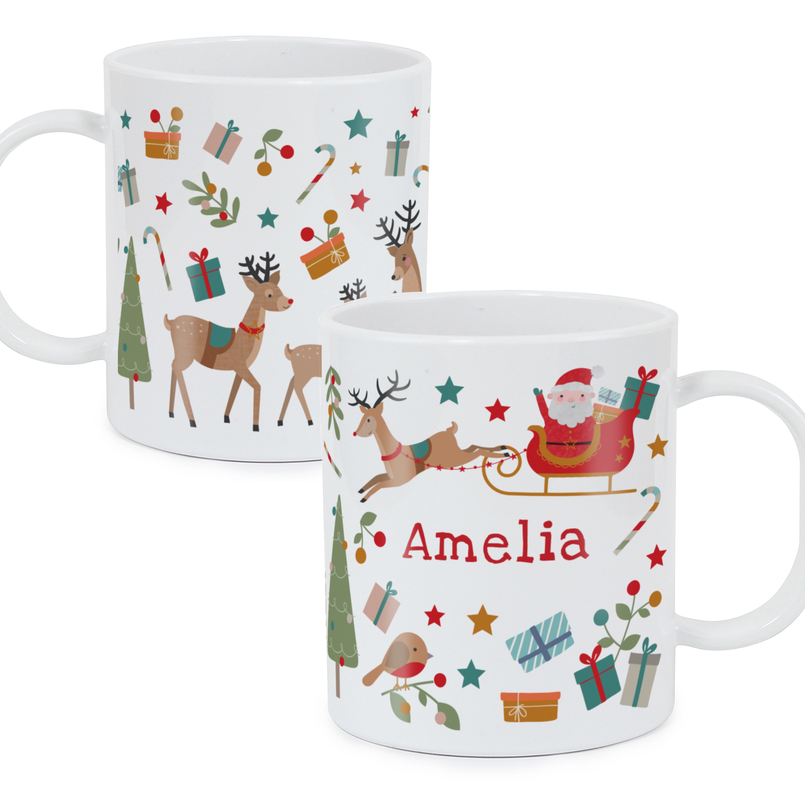 Personalised Christmas Characters Plastic Mug
