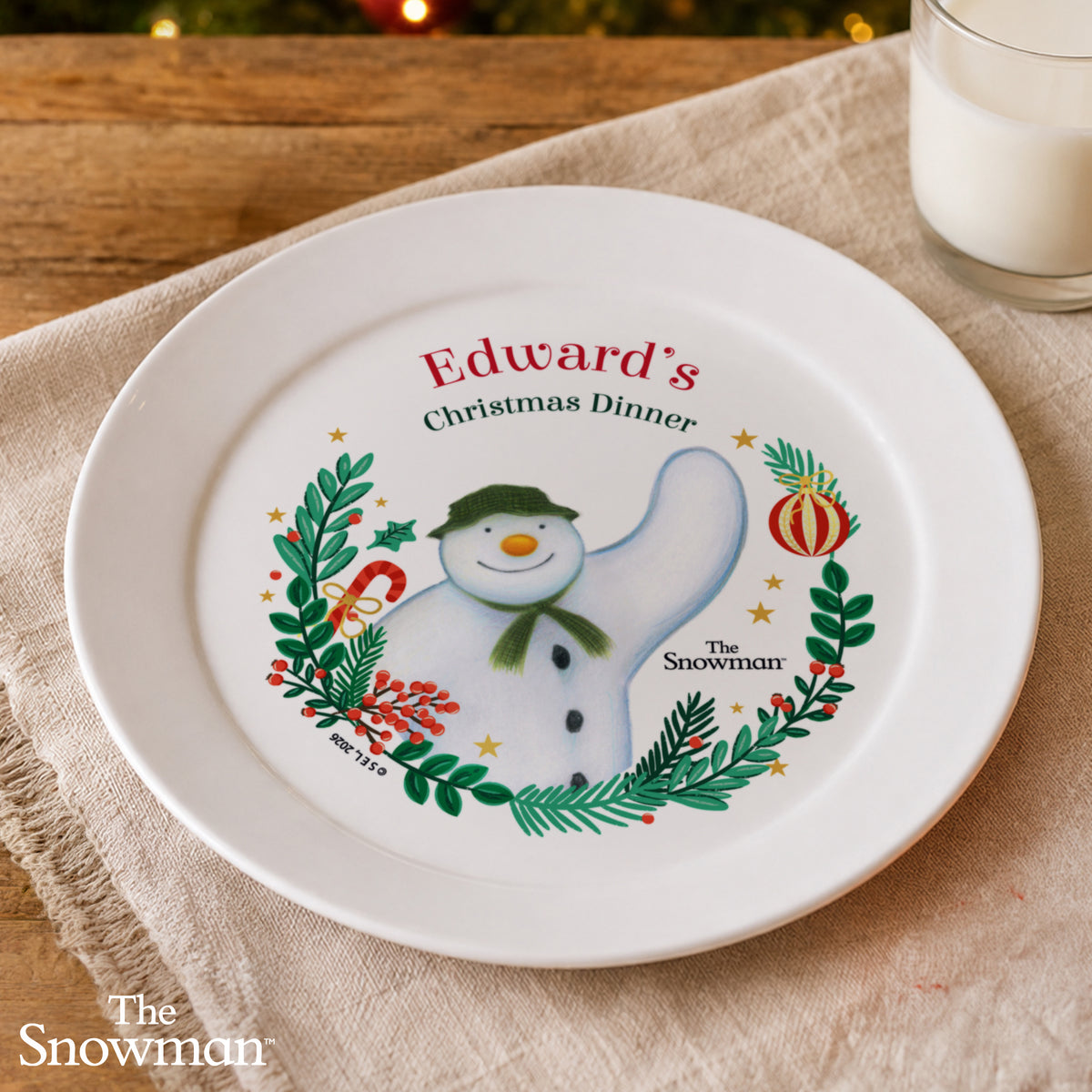 Personalised The Snowman Christmas Wishes Plastic Plate