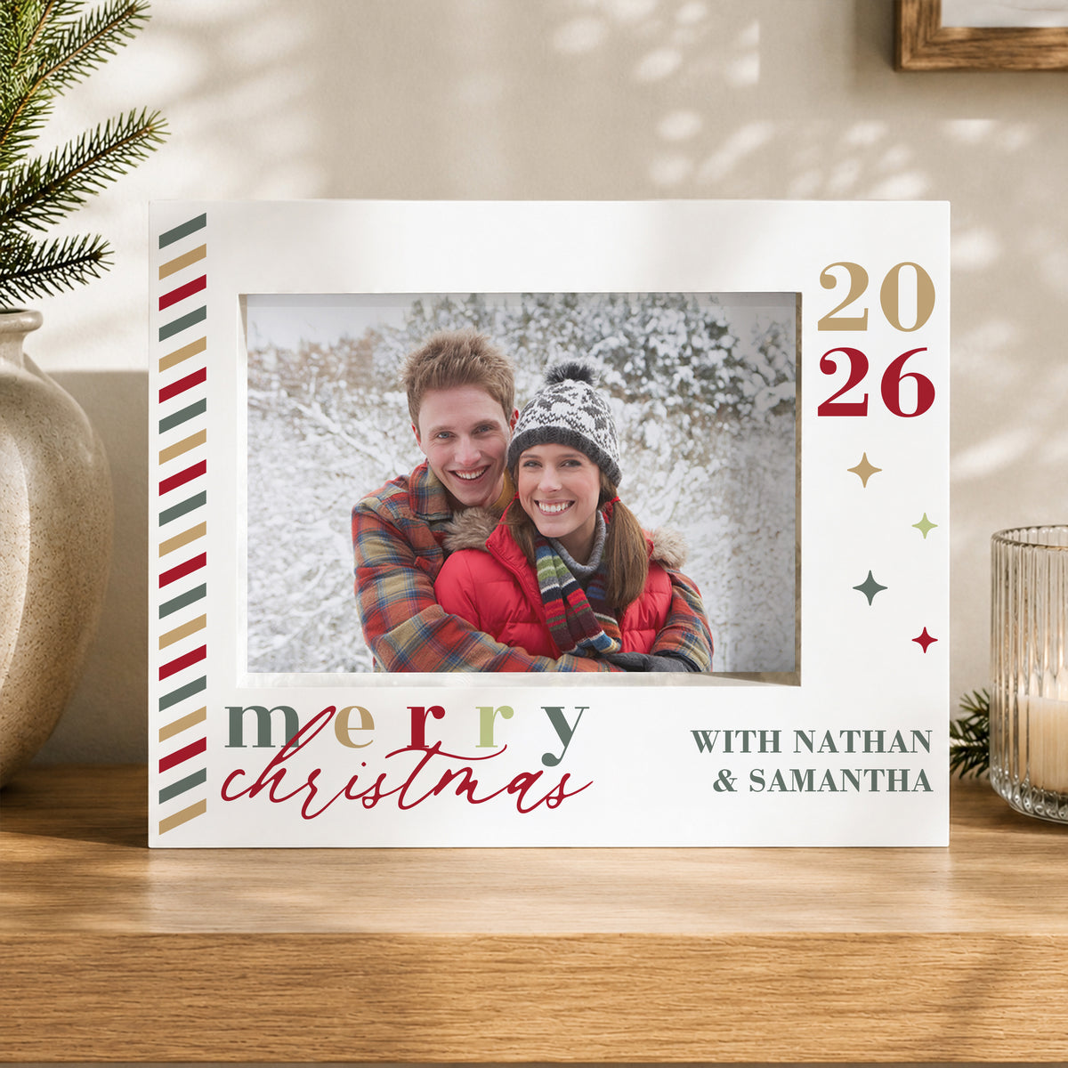 Personalised Merry Christmas 5x7 Box Photo Frame