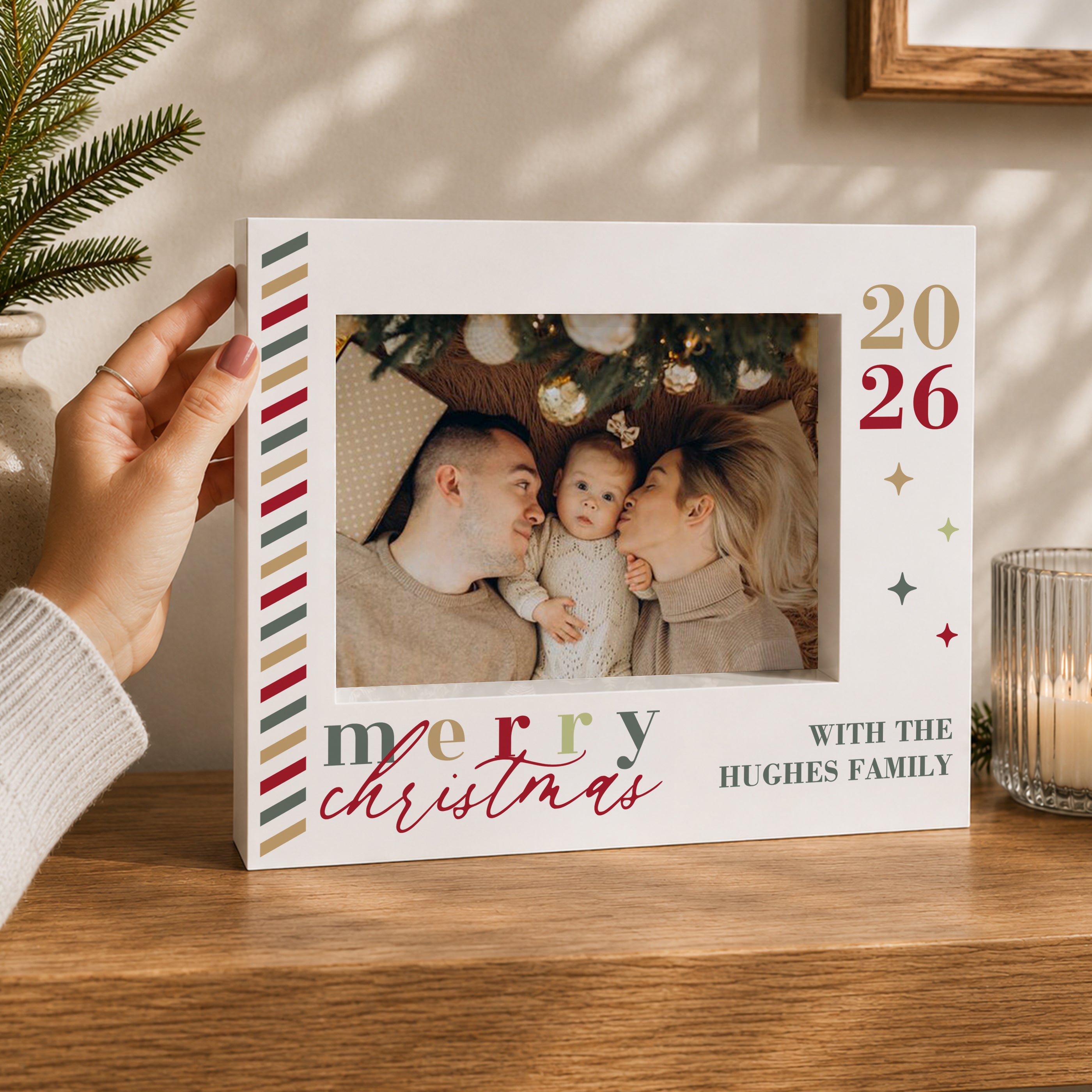 Personalised Merry Christmas 5x7 Box Photo Frame