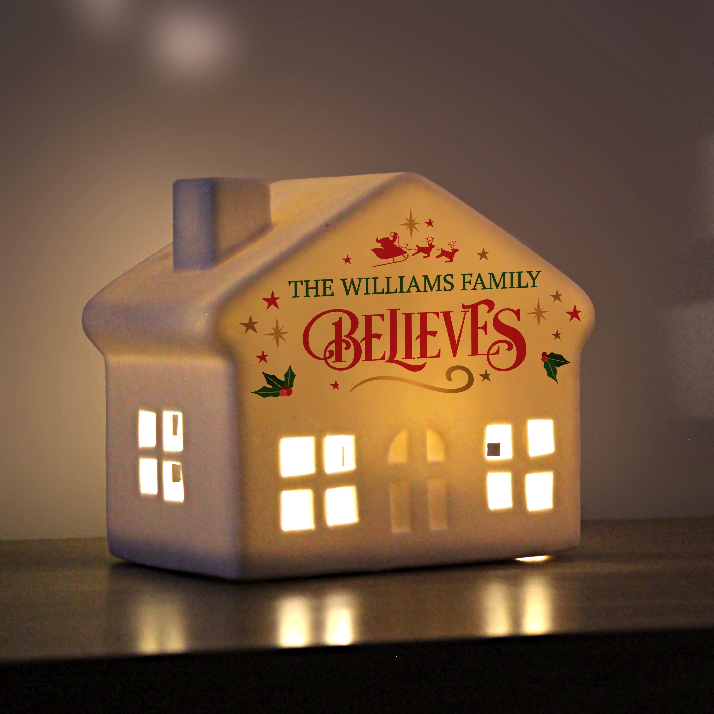 Personalised Believe in Christmas LED House